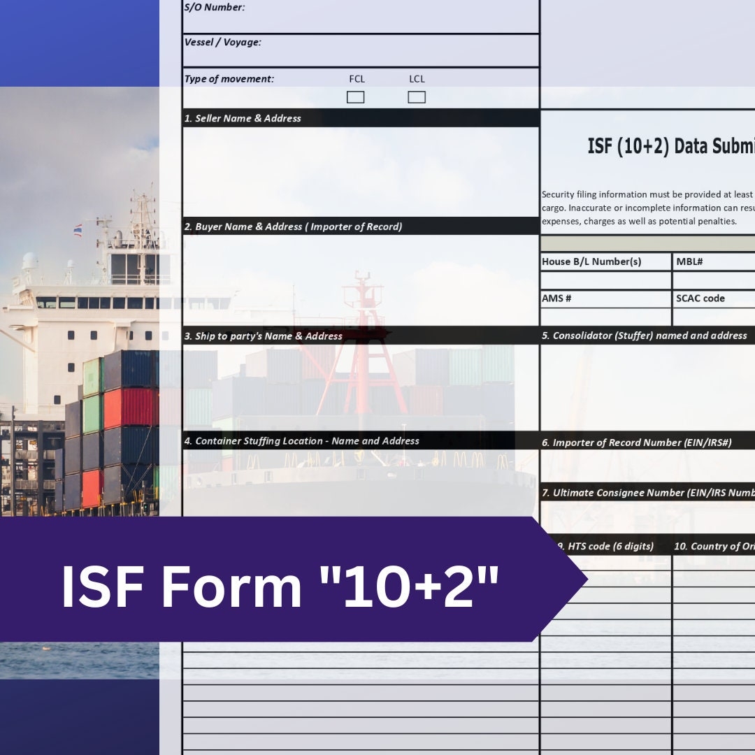 ISF Filling Form Template Printable Business Form Template ISF 