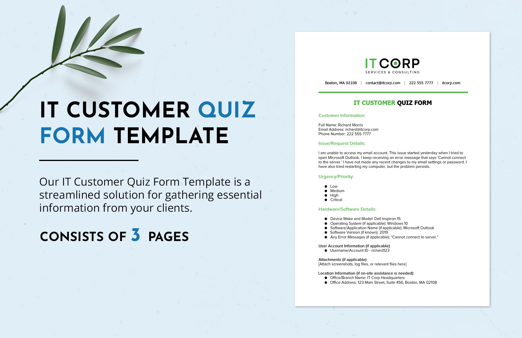 IT Customer Quiz Form Template In Word PDF Google Docs Download Template