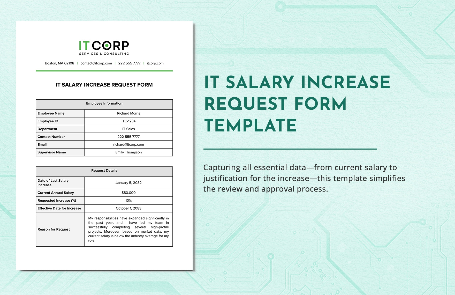 IT Salary Increase Request Form Template In Word PDF Google Docs PSD Download Template