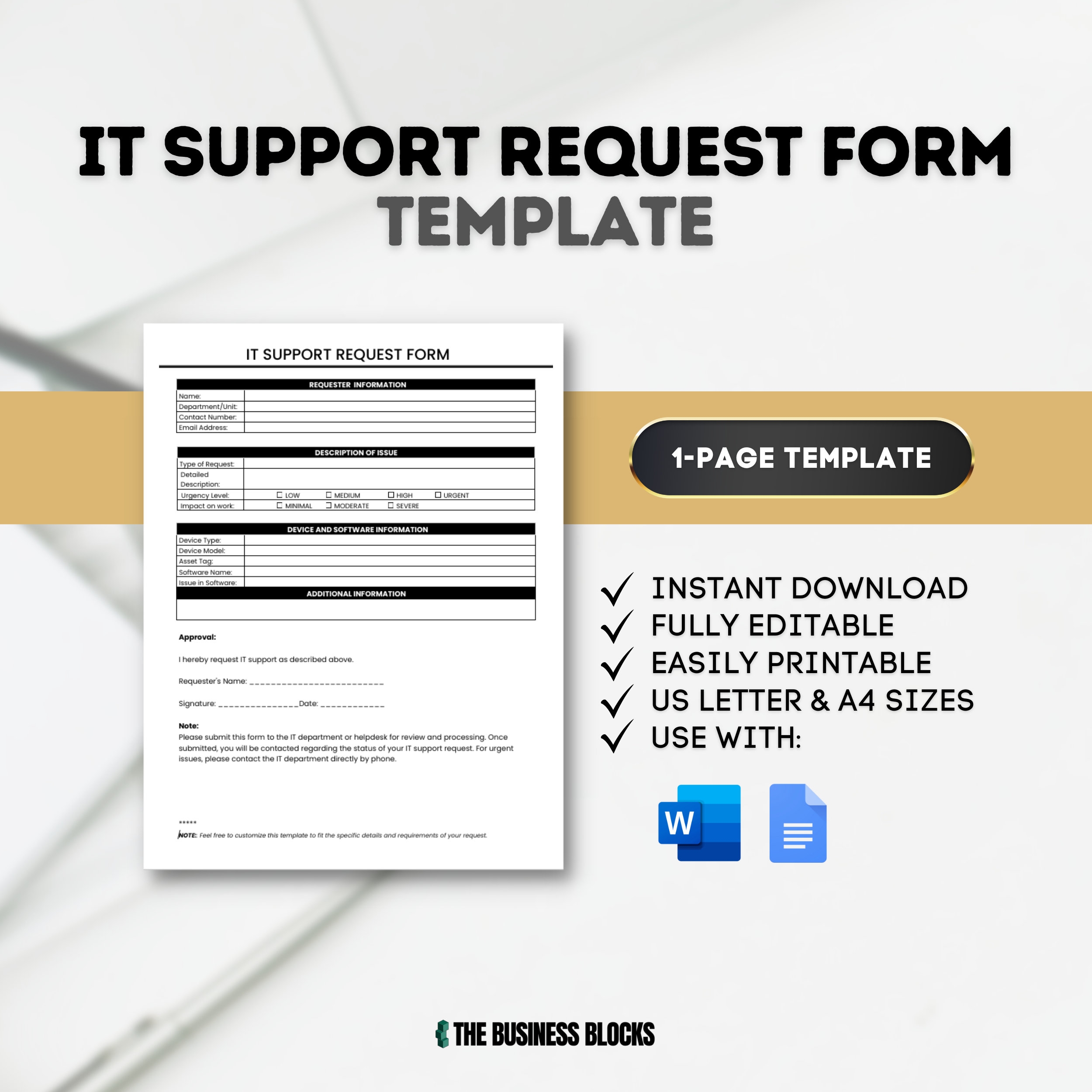 IT Support Request Form Template IT Support Form Technical Support 