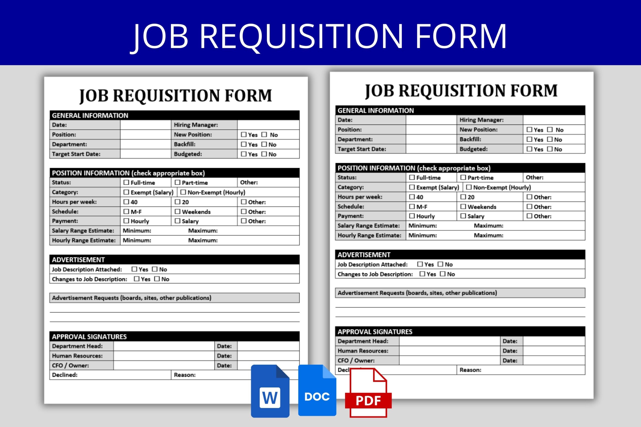 Job Requisition Form Employee Position Request Form Human 