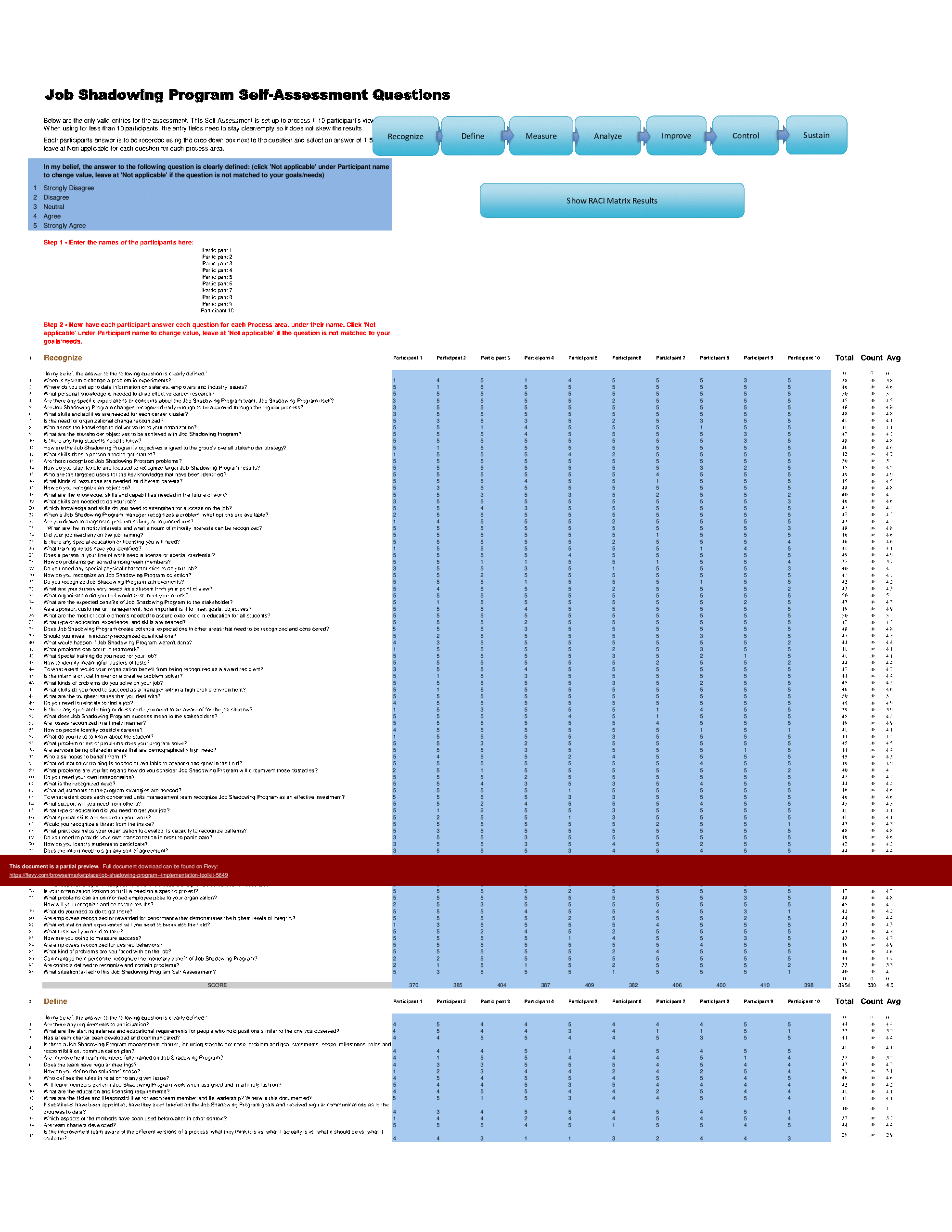 Job Shadowing Program Implementation Toolkit Excel