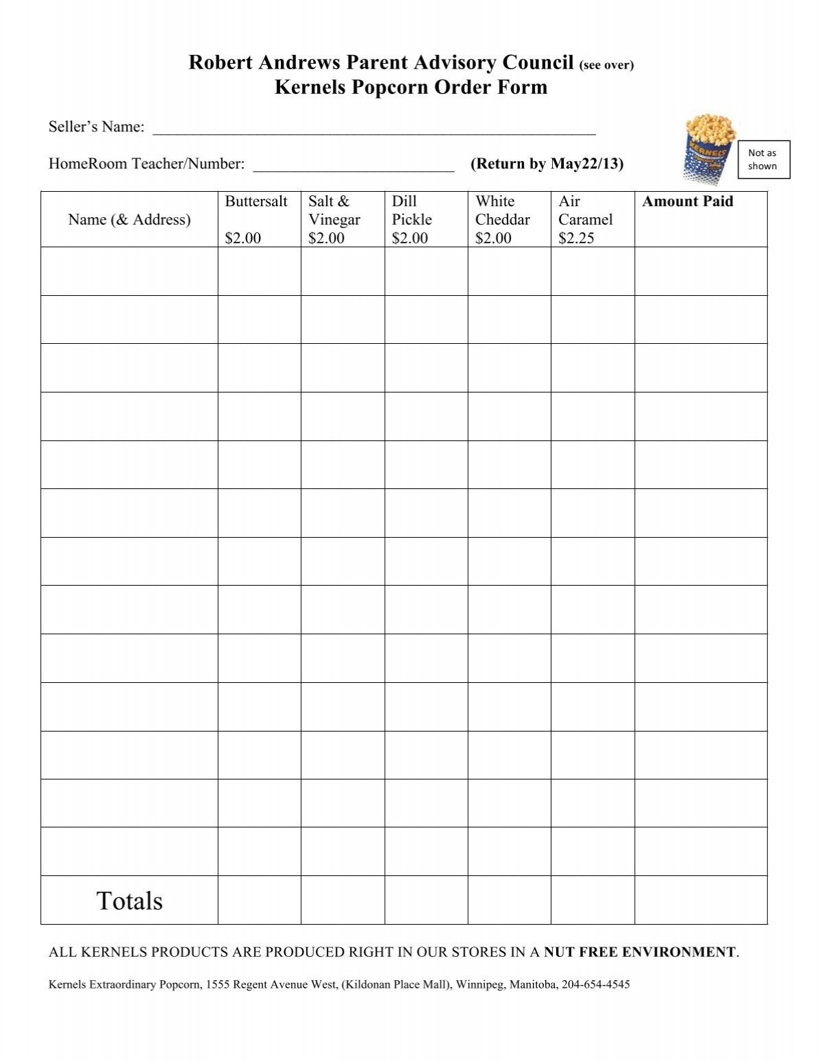 Fundraising Order Form Template