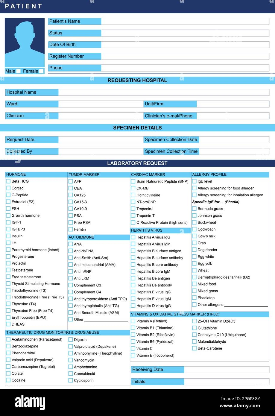 Blood Test Lab Requisition Form Template
