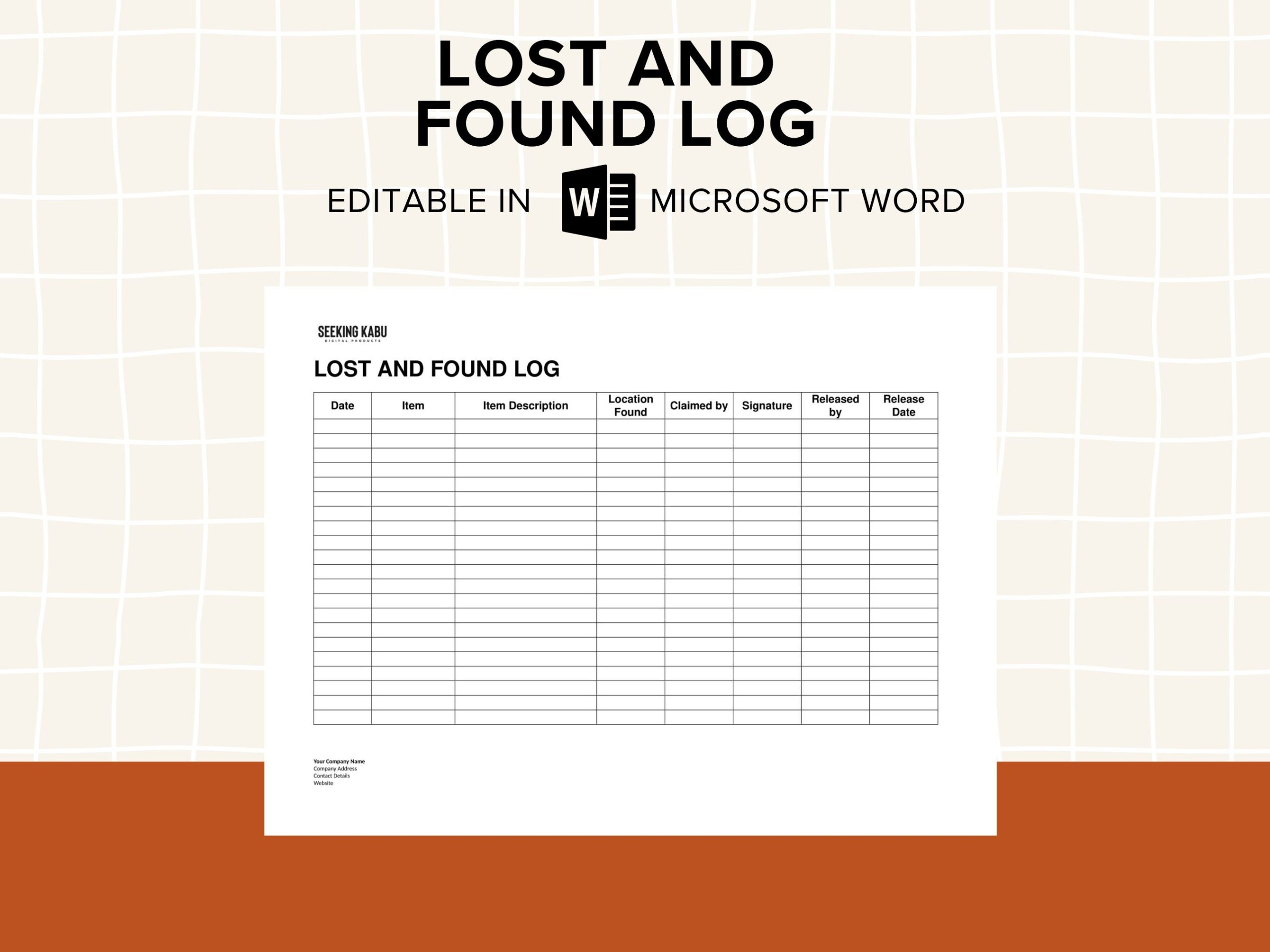 Lost And Found Log Tracker Customisable Editable Templates PDF MS Word Etsy