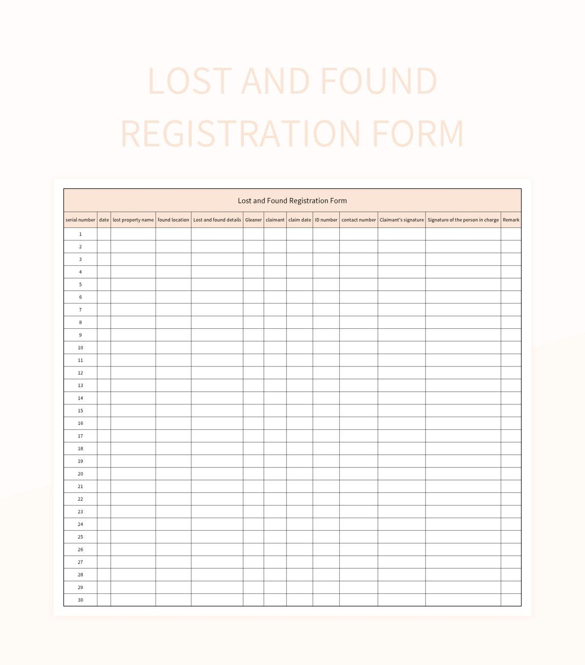 Lost And Found Form Template