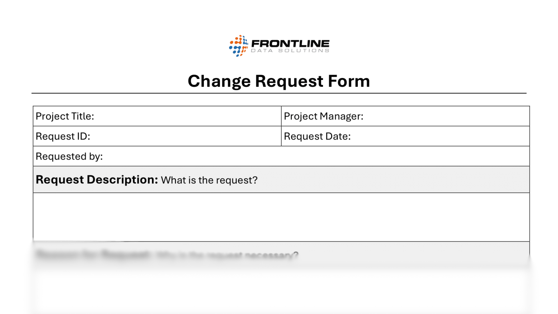 Management Of Change Request Form From Frontline Data Solutions