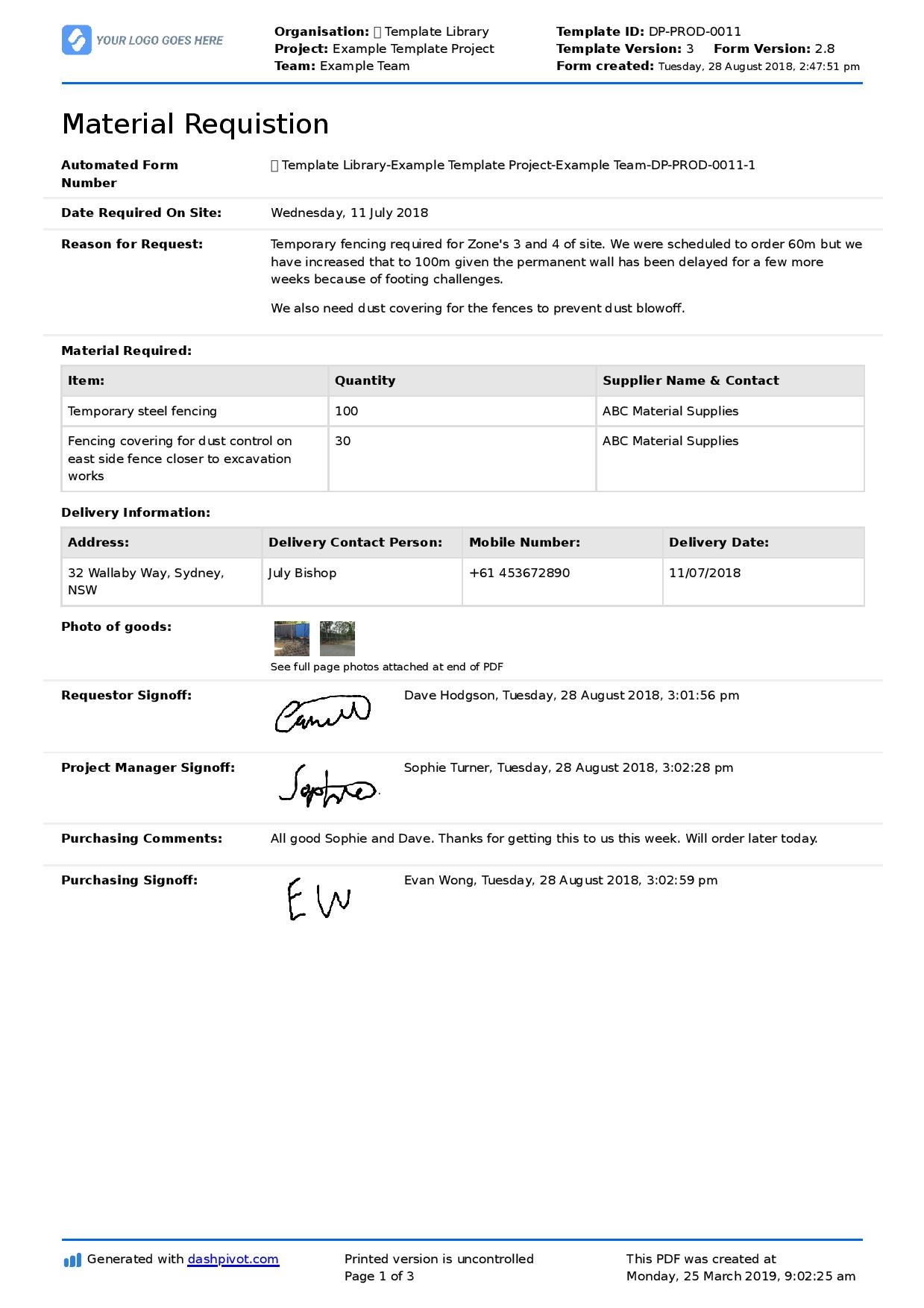 Sample Request Form Template