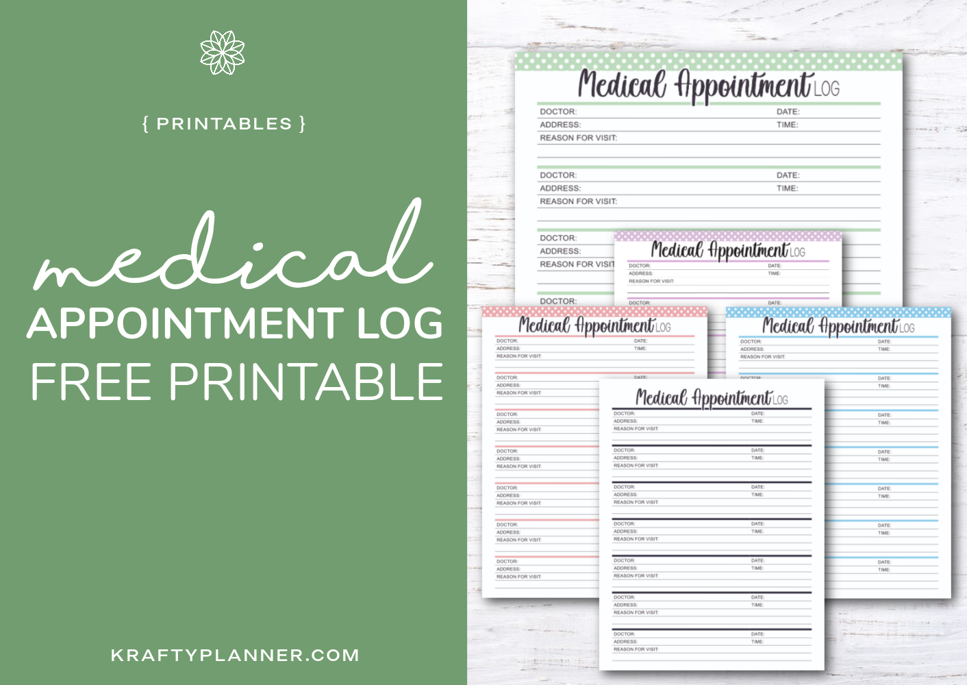 Medical Appointment Log Free Printable Day 8 Krafty Planner