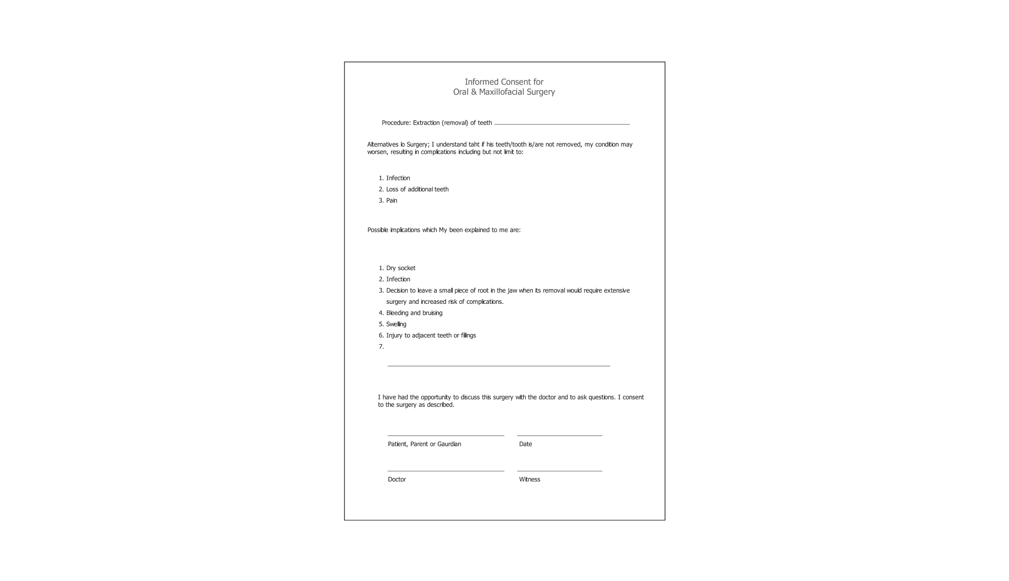 Template For Medical Consent Form