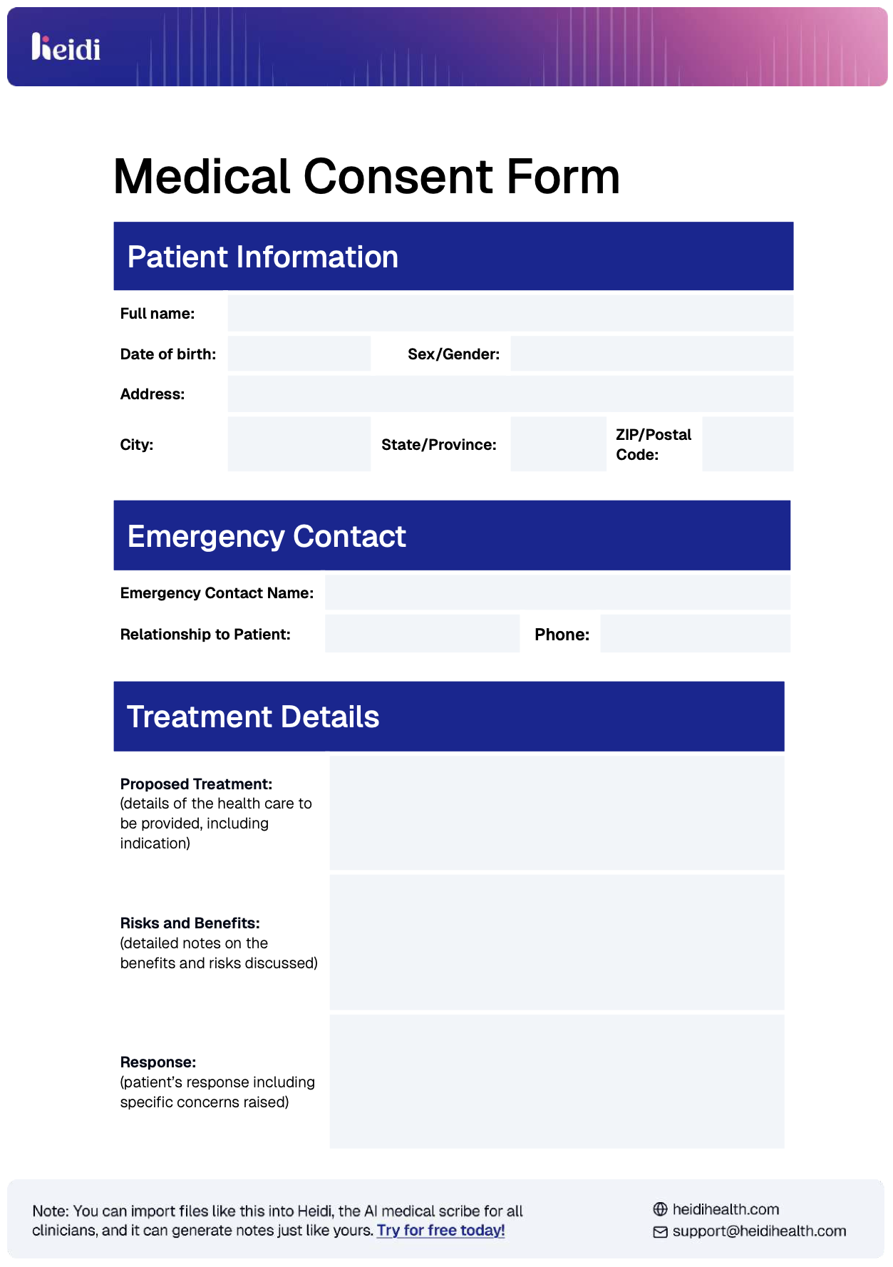 Medical Consent Form With Examples Heidi Health