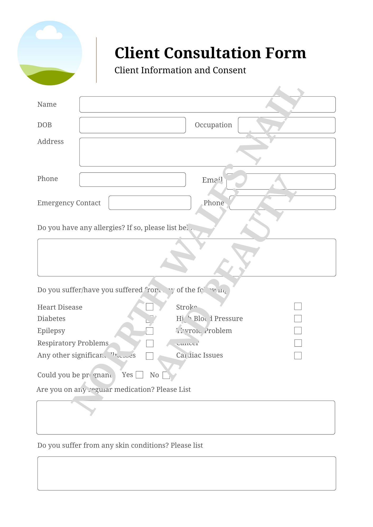 Nail Consultation Forms