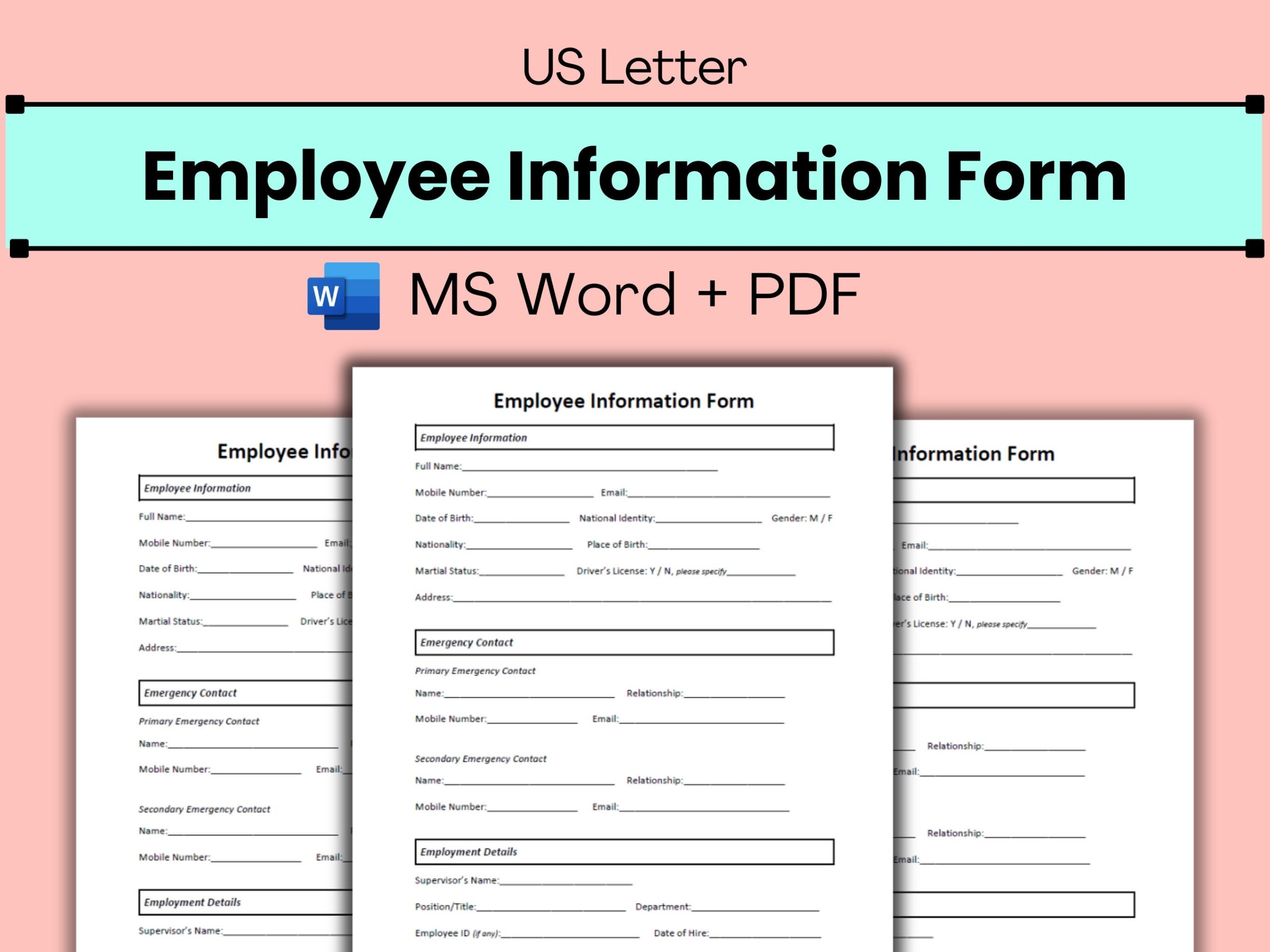 Template New Employee Form