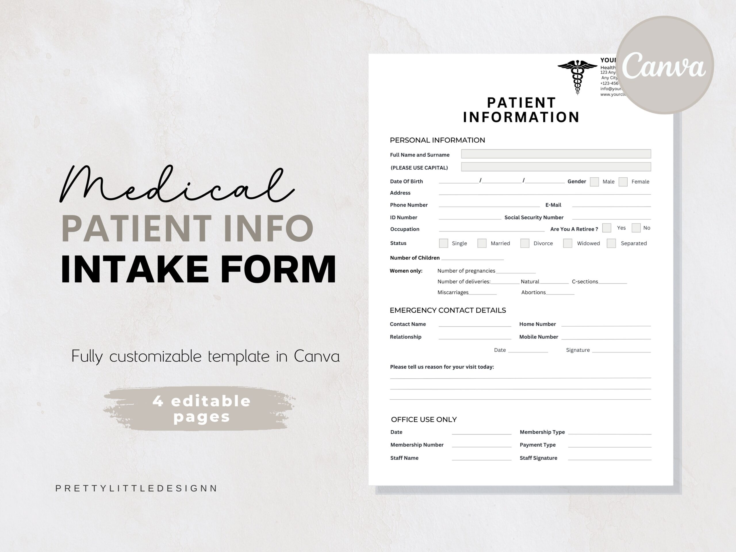 New Patient Form Patient Information Medical History Printable Patient Form Dentist Office Medical Clinic Form Digital Download Etsy