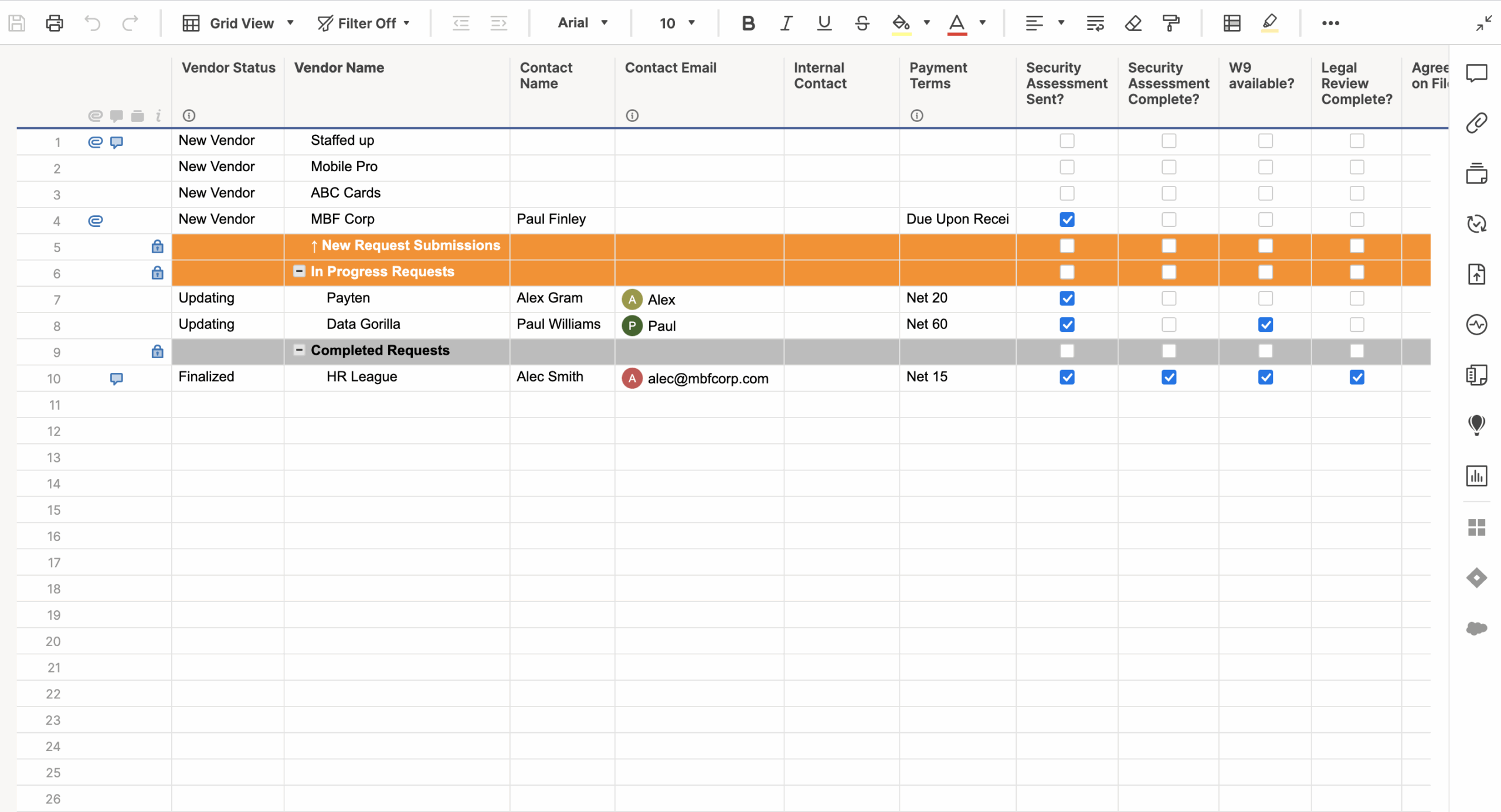 New Vendor Form Template