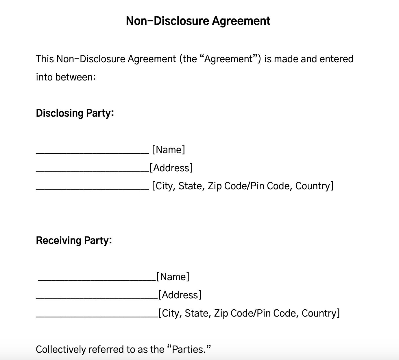 Template Nda Form