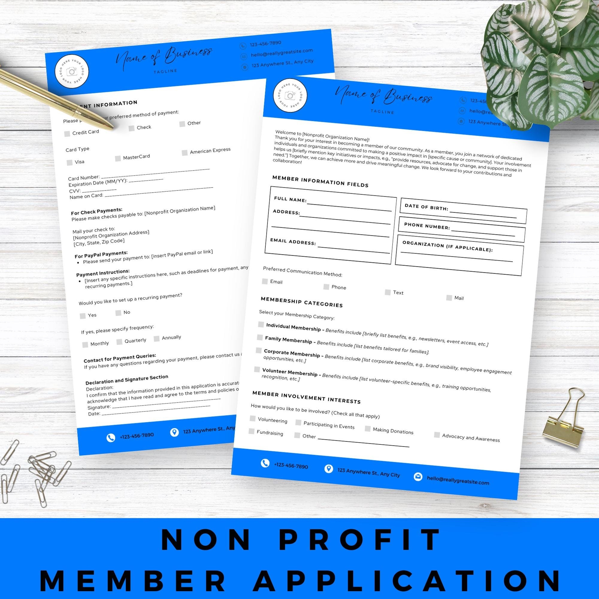 Nonprofit Membership Application Form Template Canva Charity Donor Registration Sheet Editable Non Profit Form PDF Instant Download Etsy