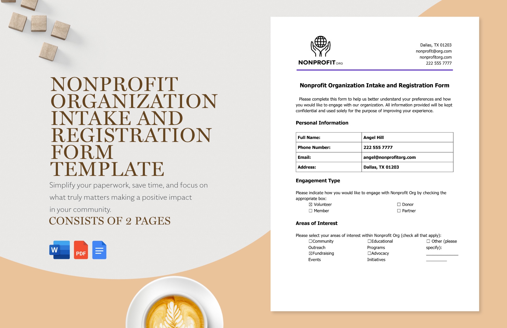 Nonprofit Organization Intake And Registration Form Template In Word PDF Google Docs Download Template