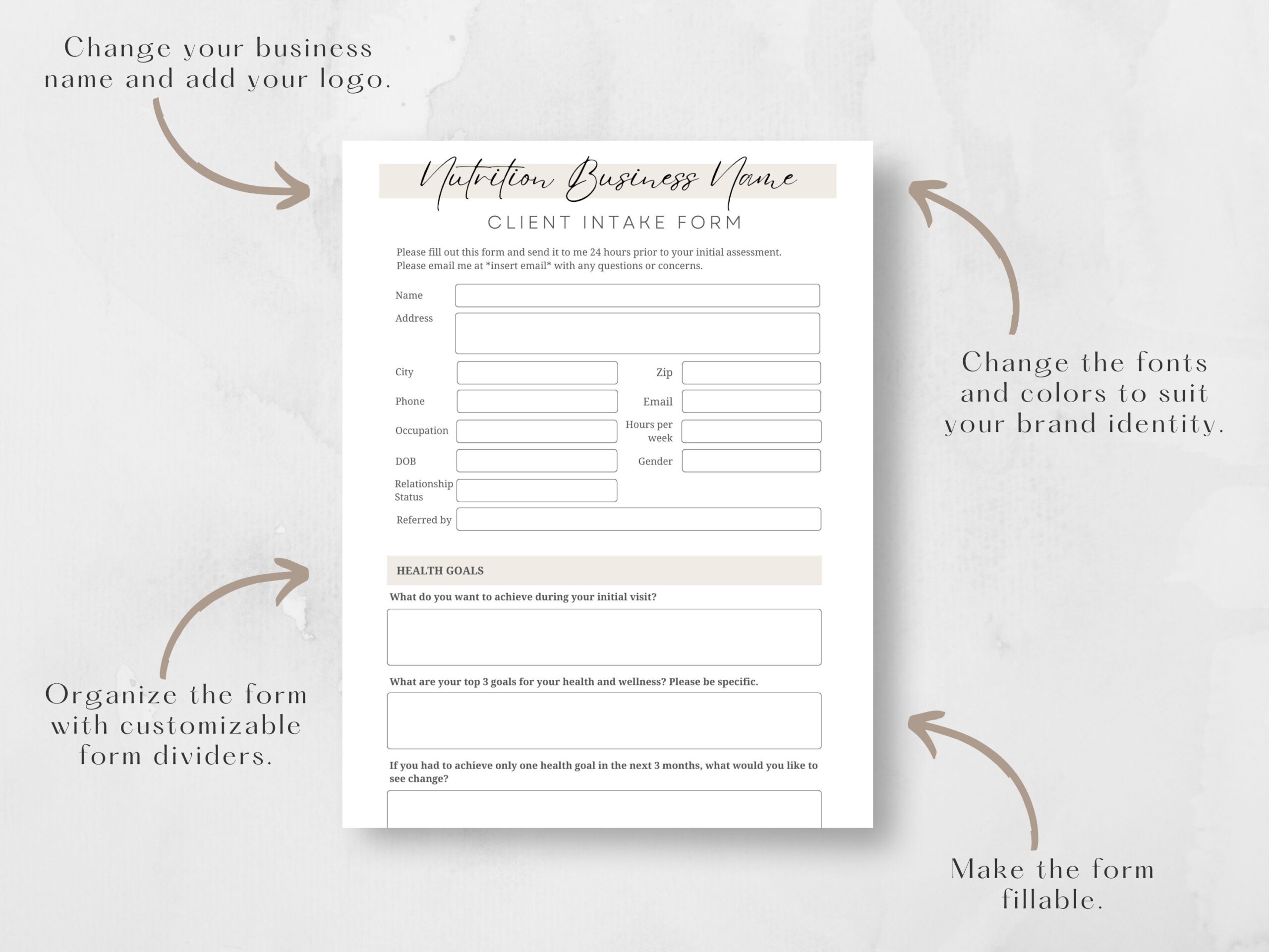 Nutrition Client Intake Form Canva Template Health Coach Forms Client Onboarding Client Health Form Etsy UK