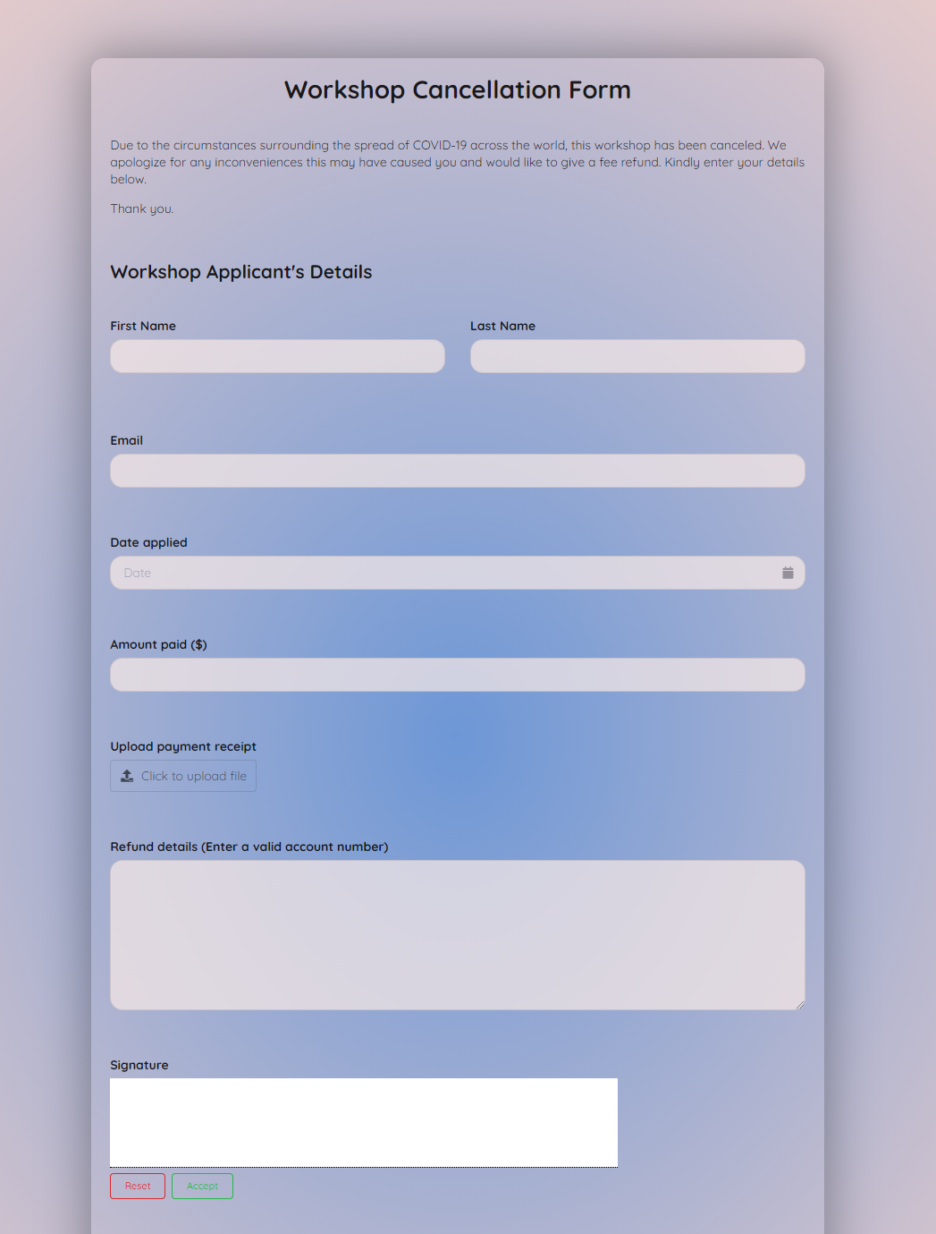 Order Cancellation Form Template Formplus