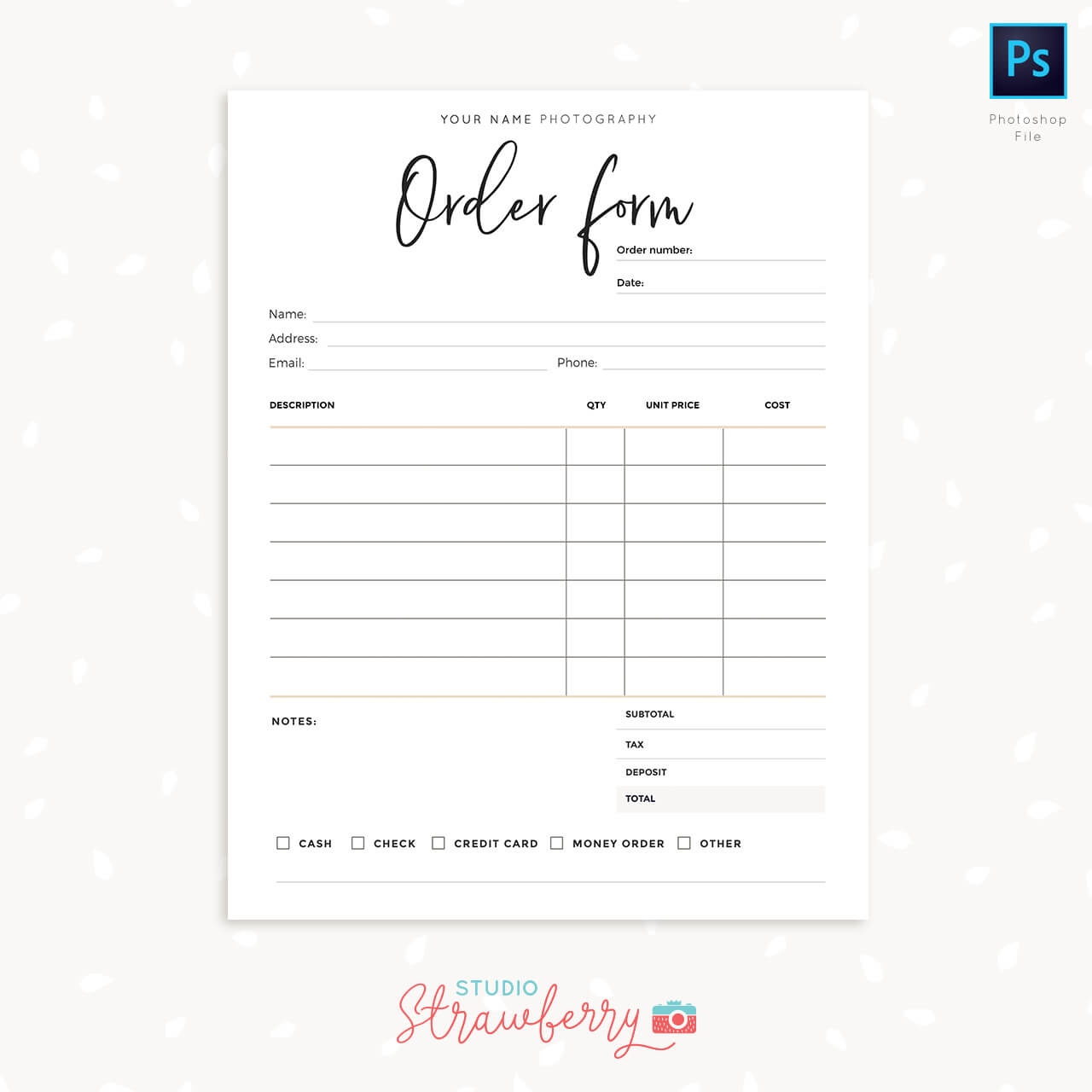 Order Form Template Strawberry Kit