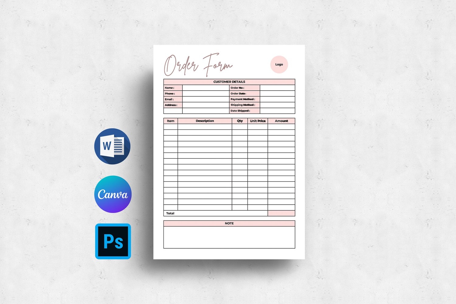 Order Form Template Word Psd And Canva