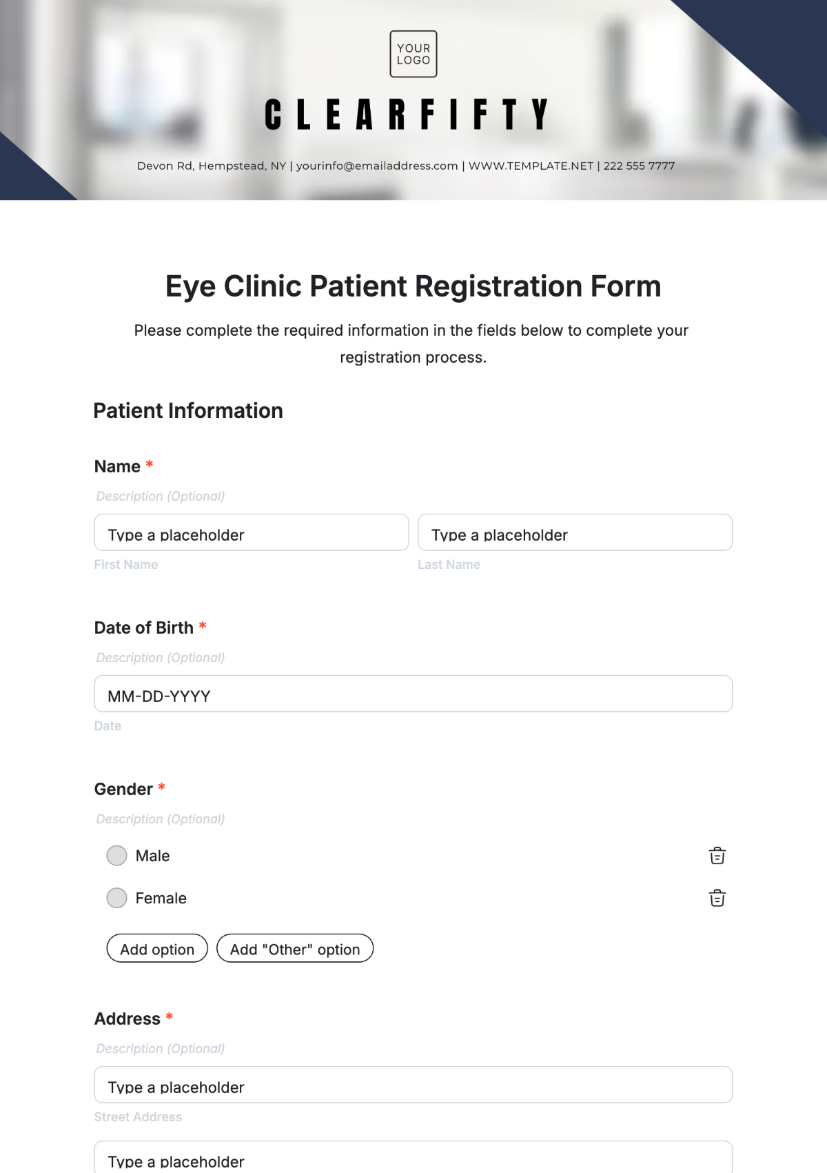 Patient Registration Form Template