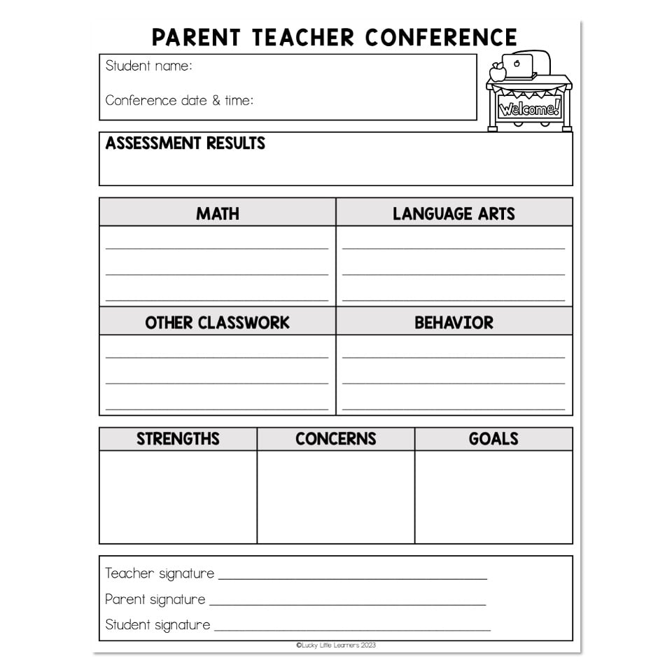Parent Teacher Conference Form Template
