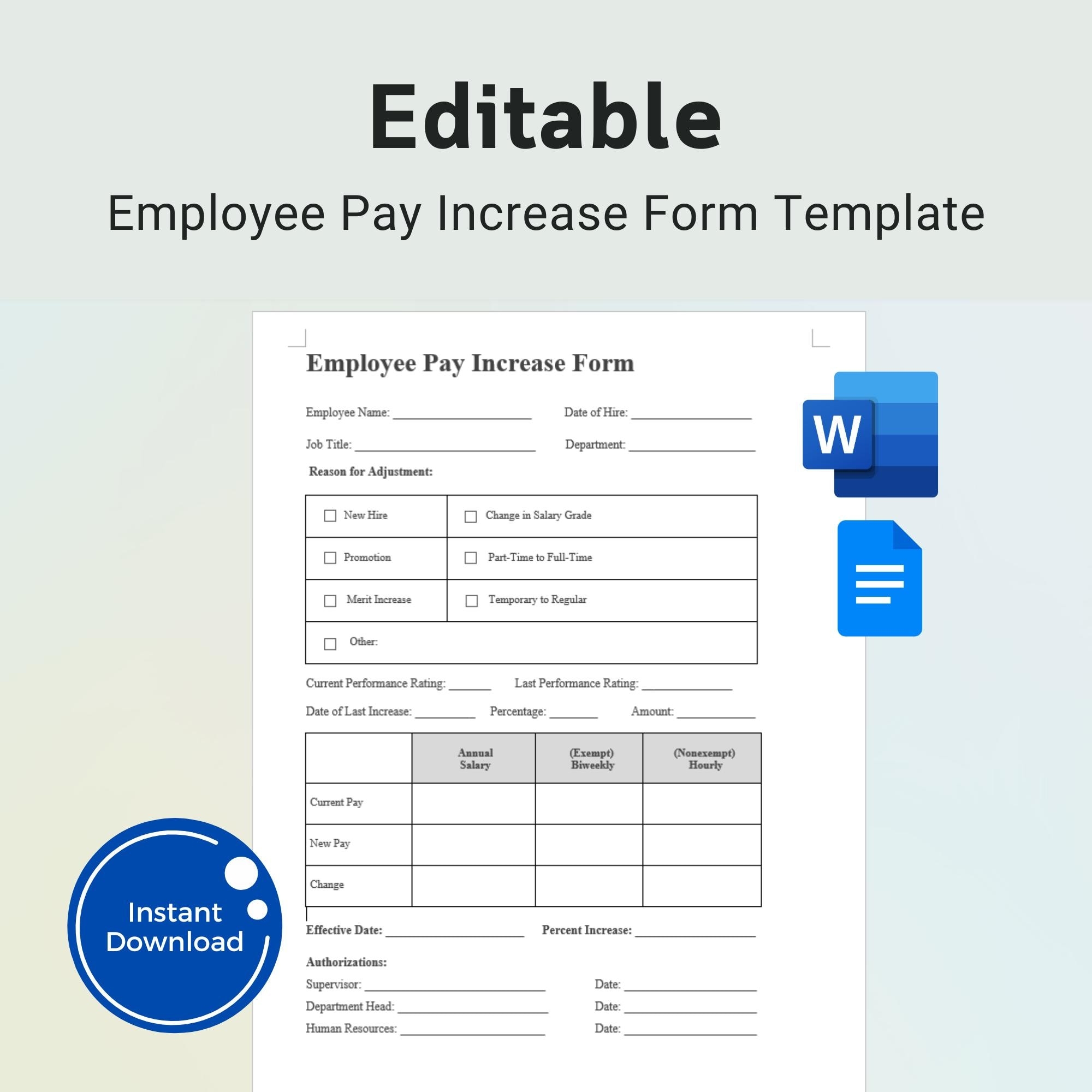 Pay Increase Form Etsy