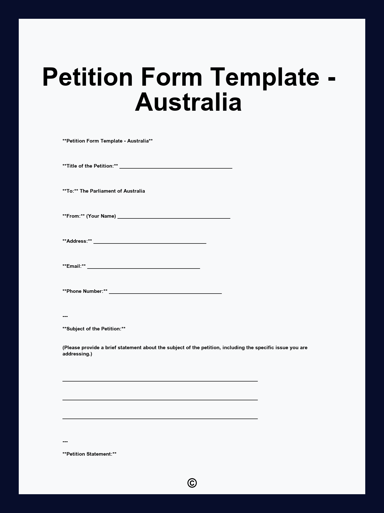 Petition Form Template Word