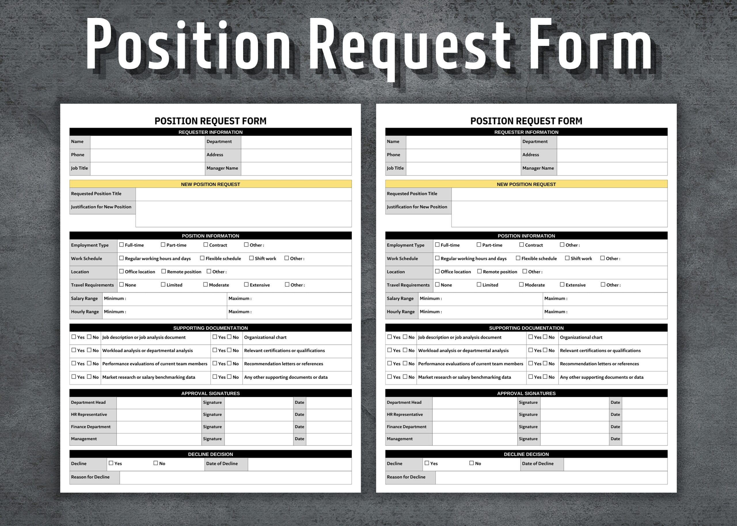 Position Request Form Printable Job Request Form HR Templates 