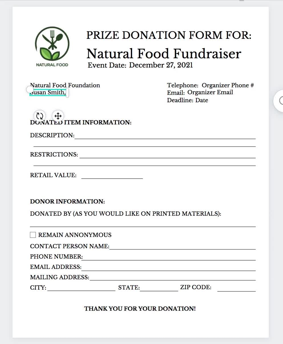 Donation Request Form Template