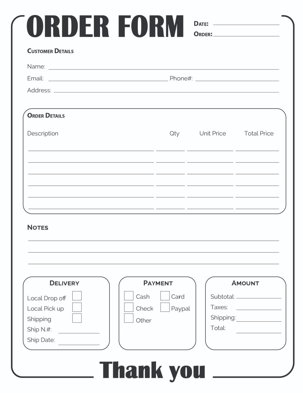 Order Form Template Pdf