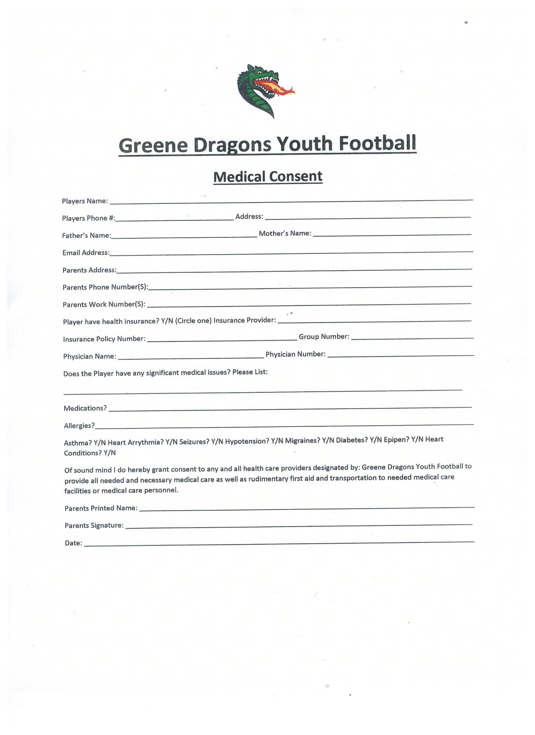 Sports Registration Form Template