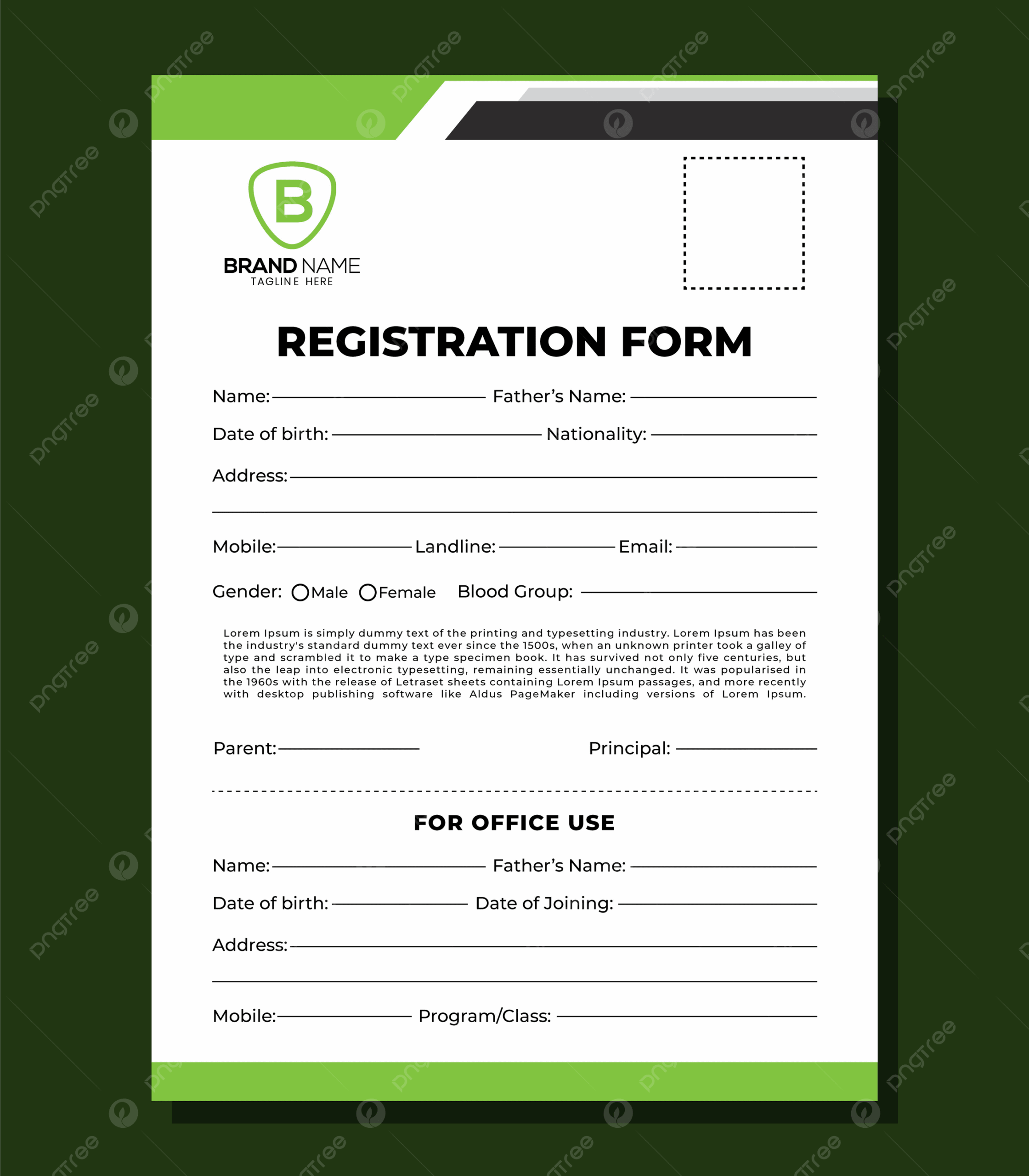 Printable School Registration Form Vector Design Template Template Download On Pngtree