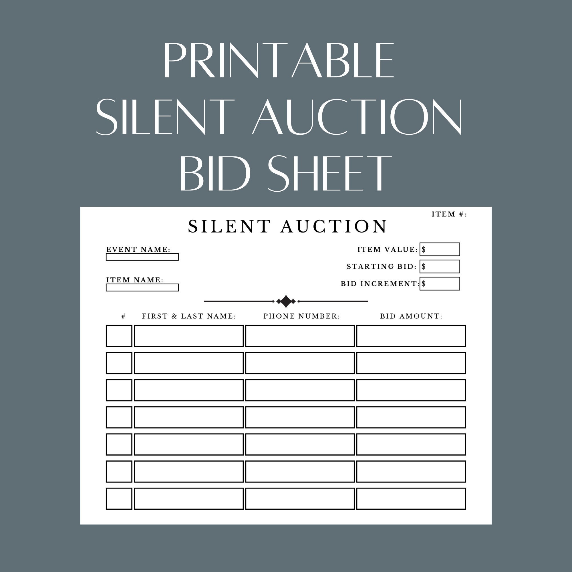 Silent Auction Form Template