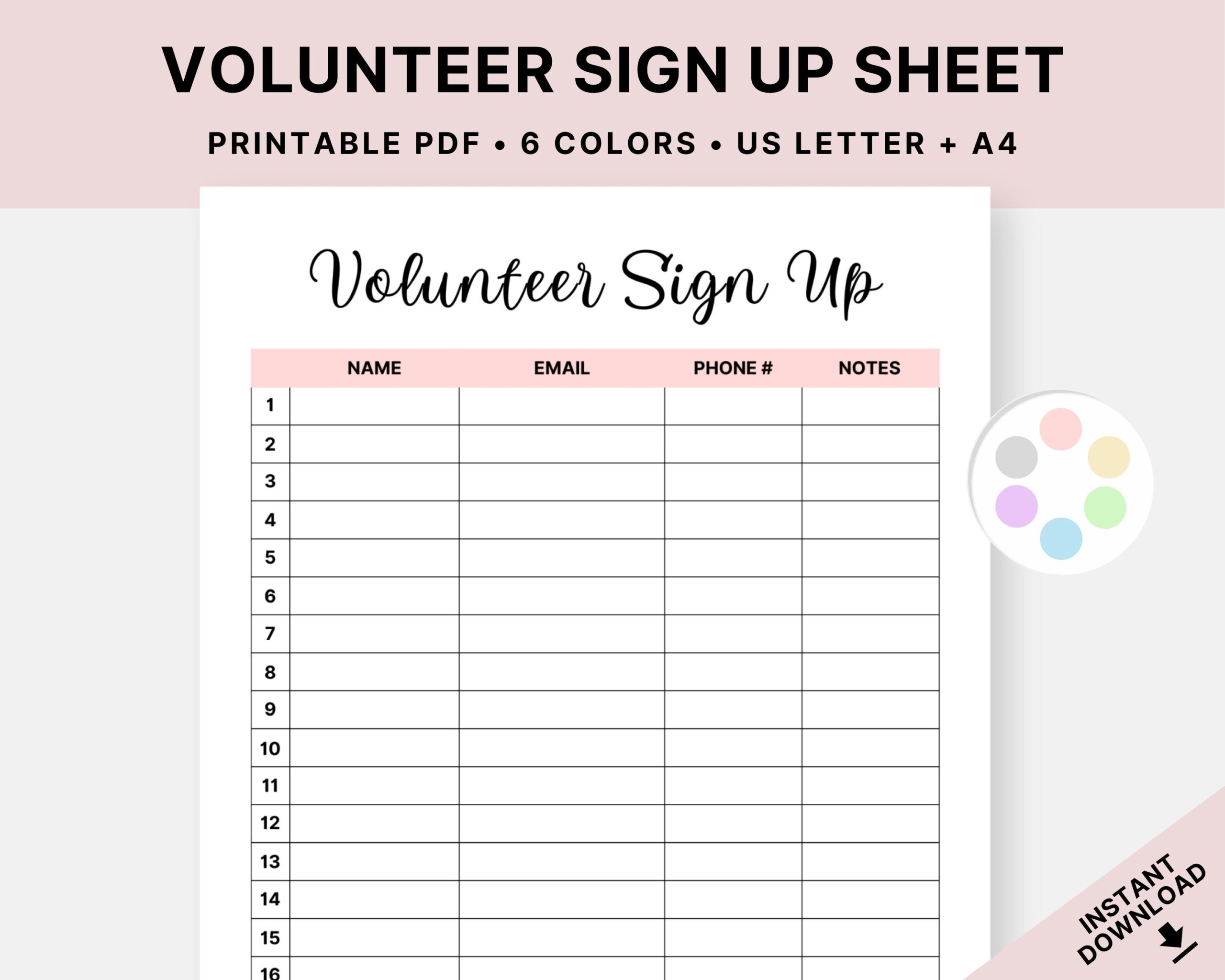 Volunteer Sign Up Form Template