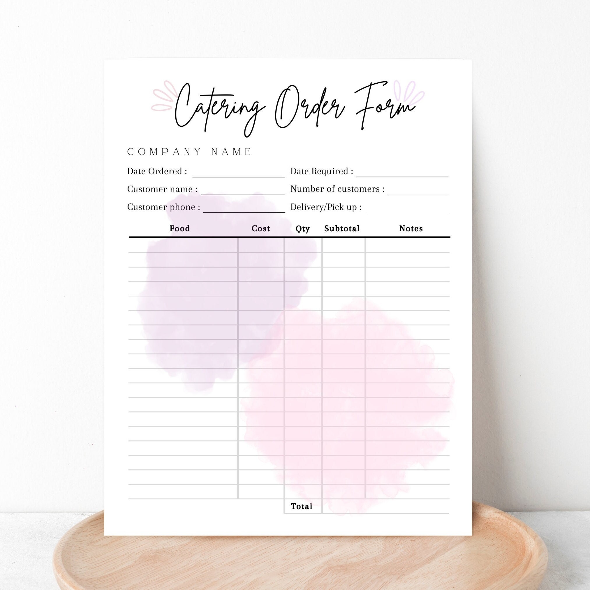 PRINTATBLE CATERING ORDER Form Editable Catering Order Form Template Custom Order Form For Catering Business Food Service Order Sheet Etsy