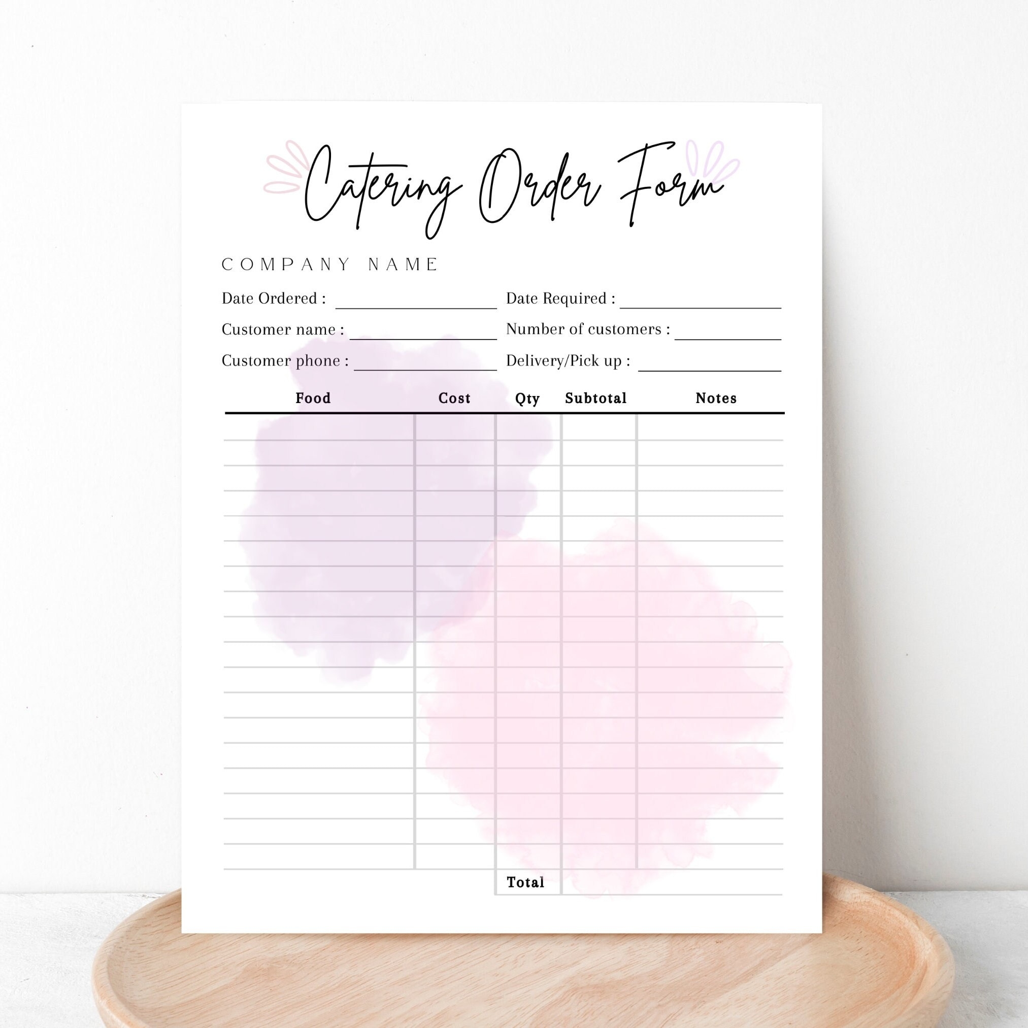 PRINTATBLE CATERING ORDER Form Editable Catering Order Form 