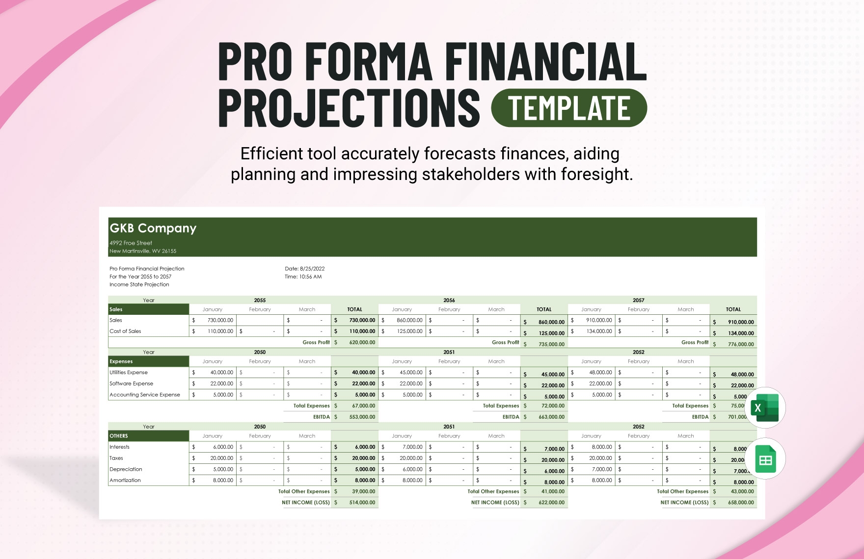Pro Forma Template Excel Free