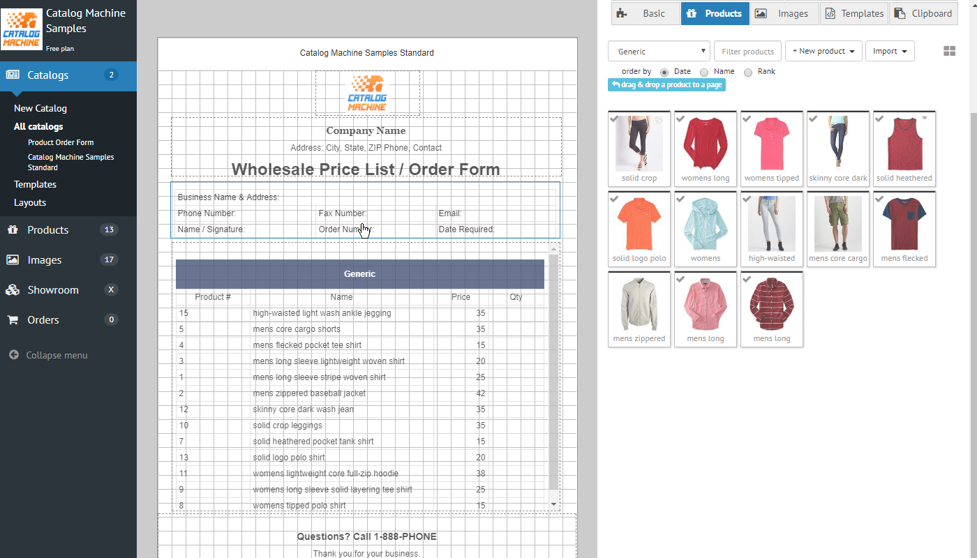 Product Order Forms U003e Easily Create Order Forms U0026 Catalogs With Custom Templates Catalog Machine