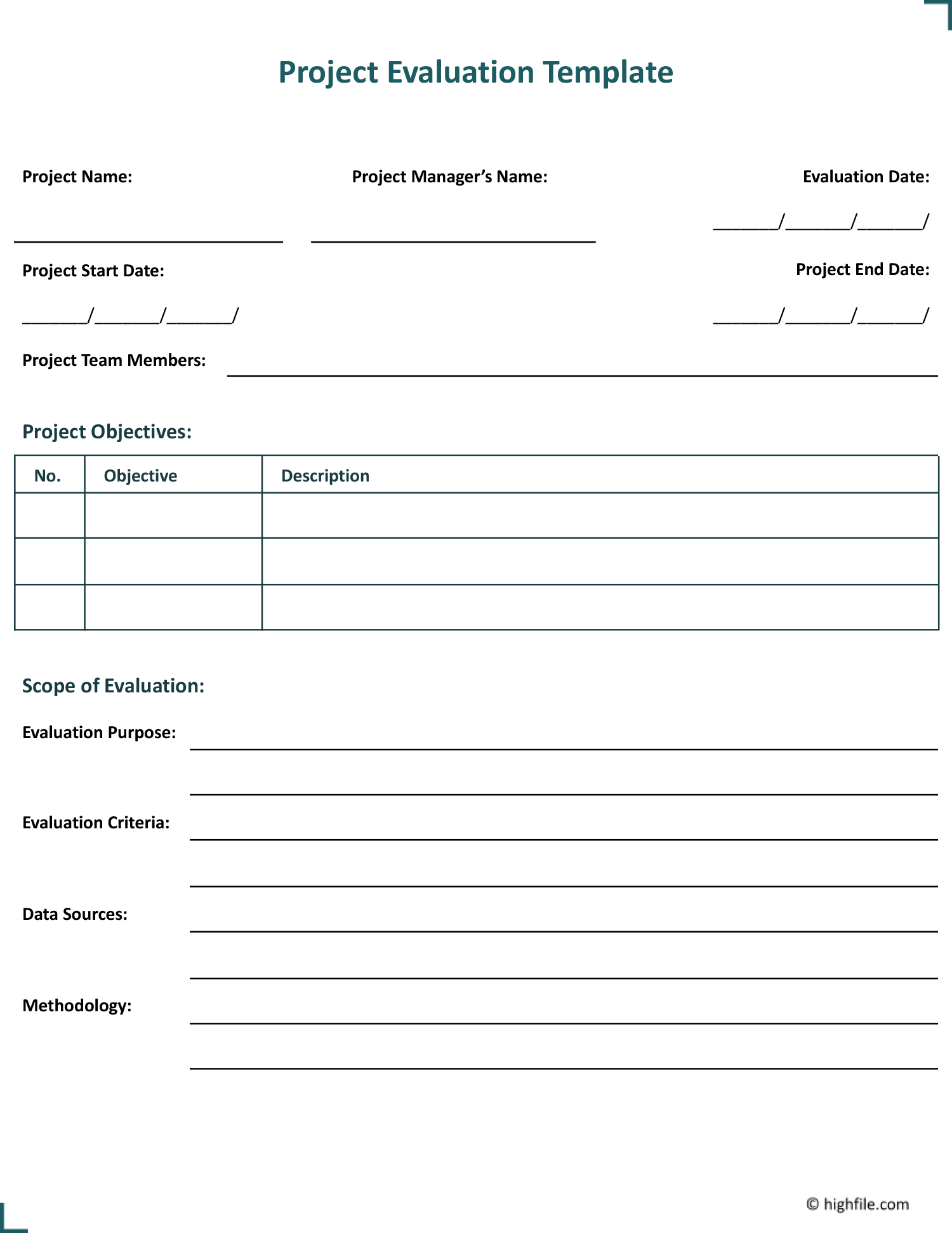 Evaluation Form Template Word