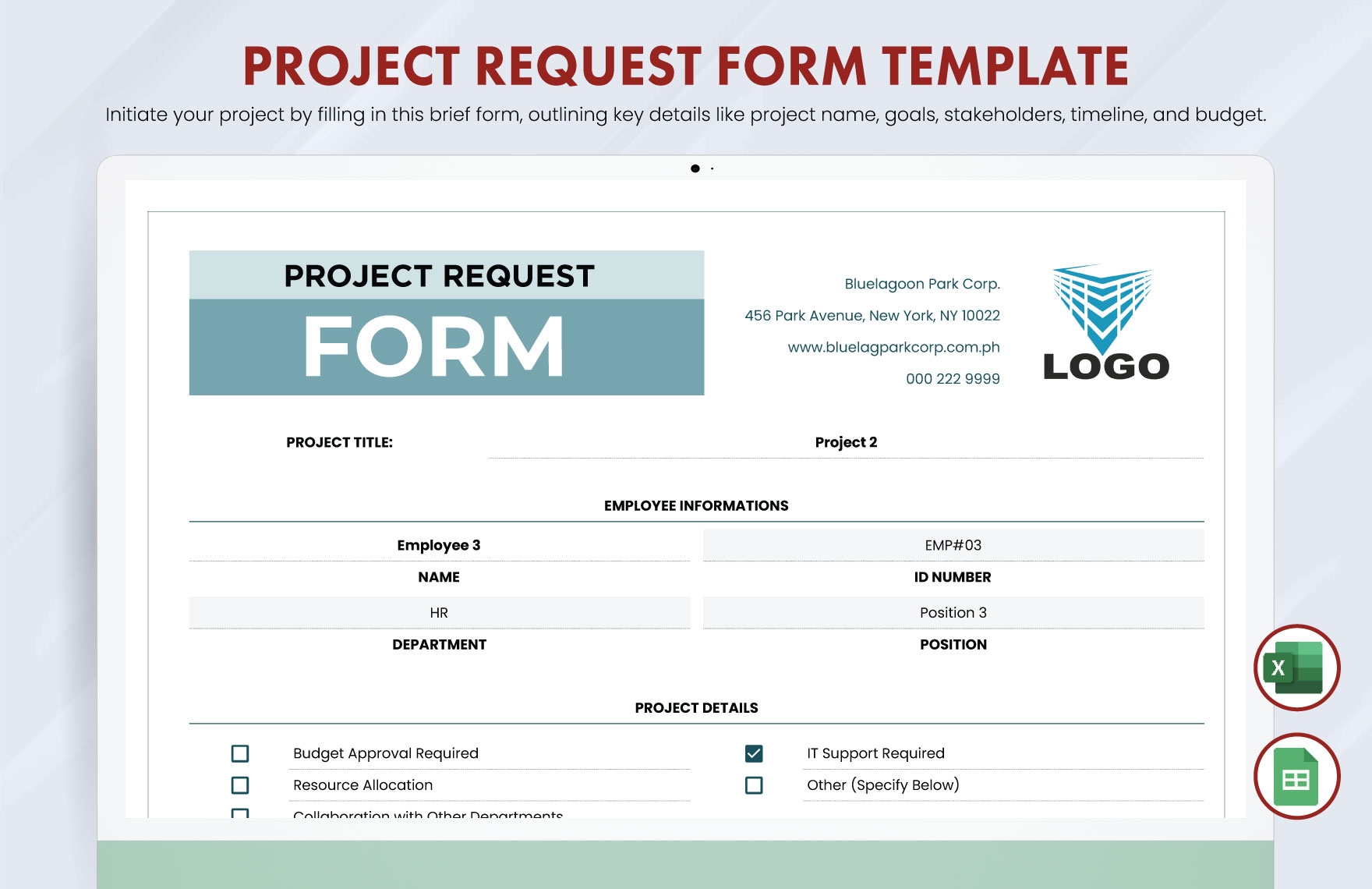 Project Request Form Template In Excel Google Sheets Download Template 
