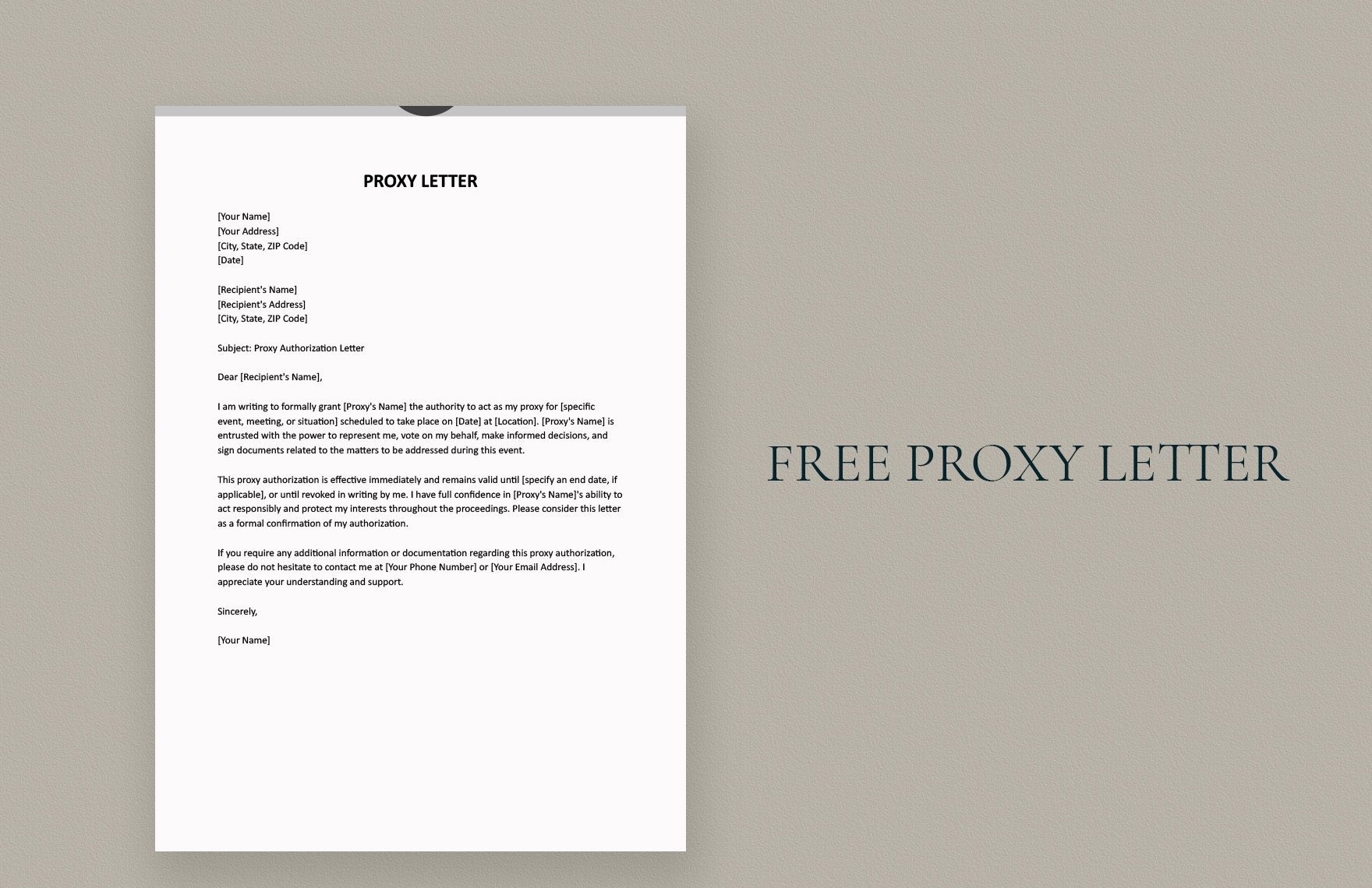 Proxy Letter In Word Google Docs Download Template