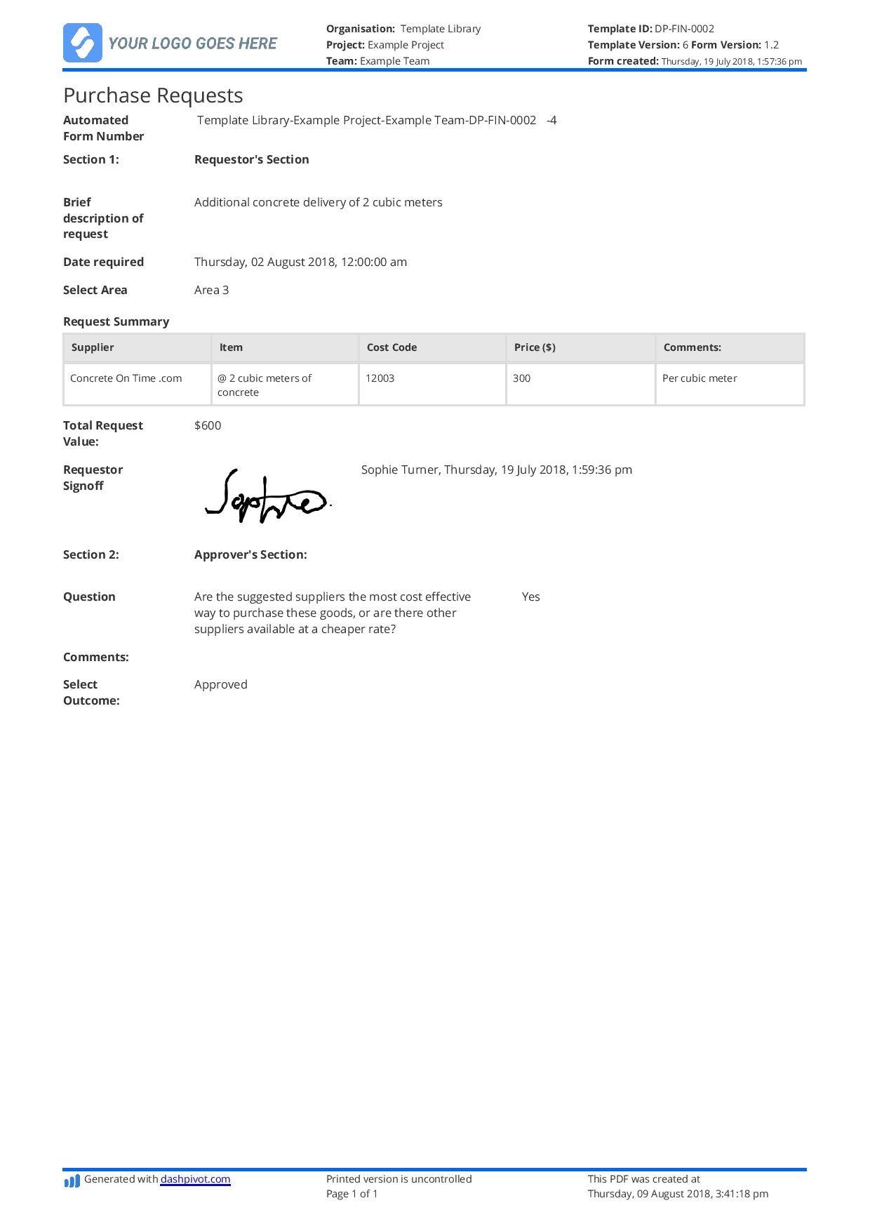Purchase Request Form Template better Than Word Doc PDF And Excel 