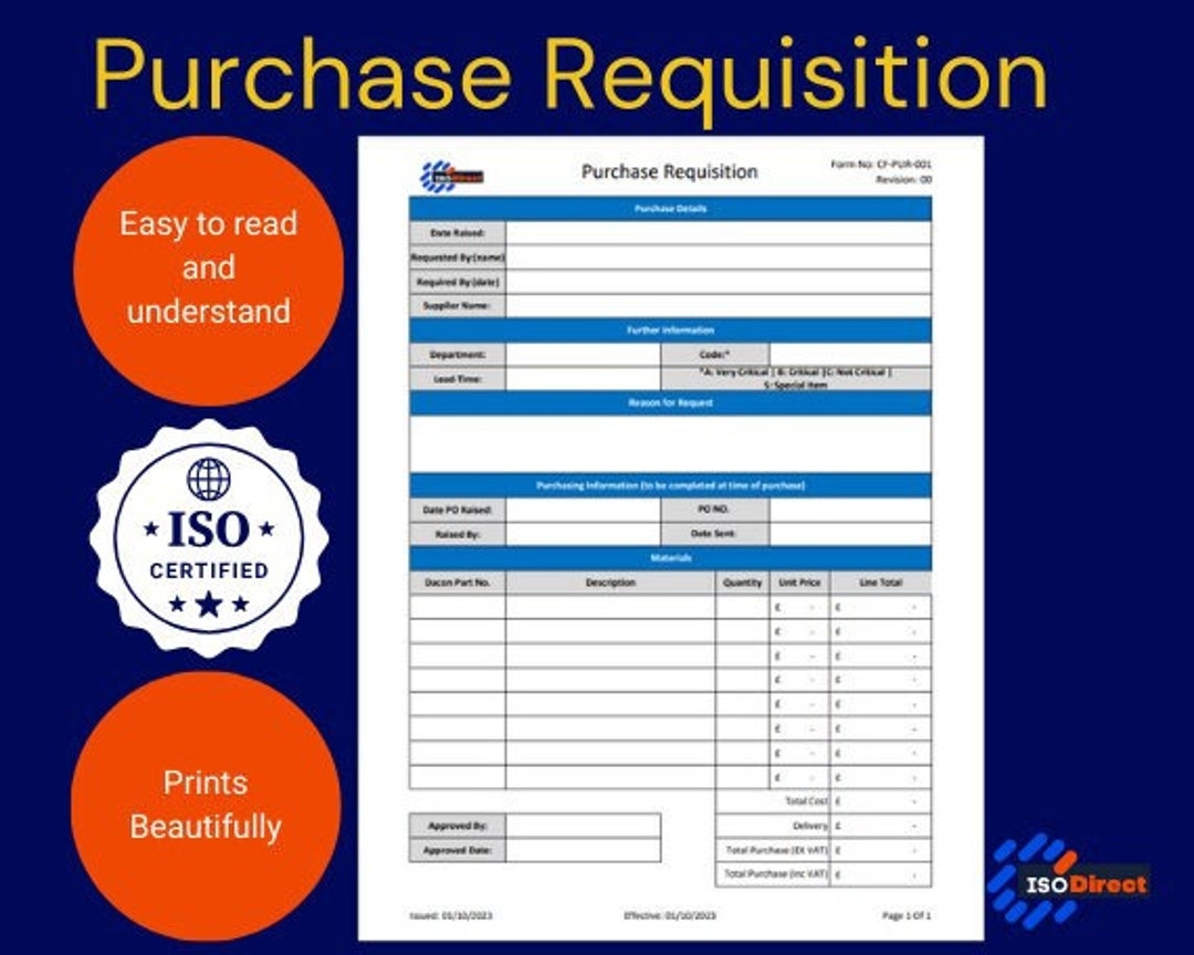 Purchase Requisition Request Form Etsy