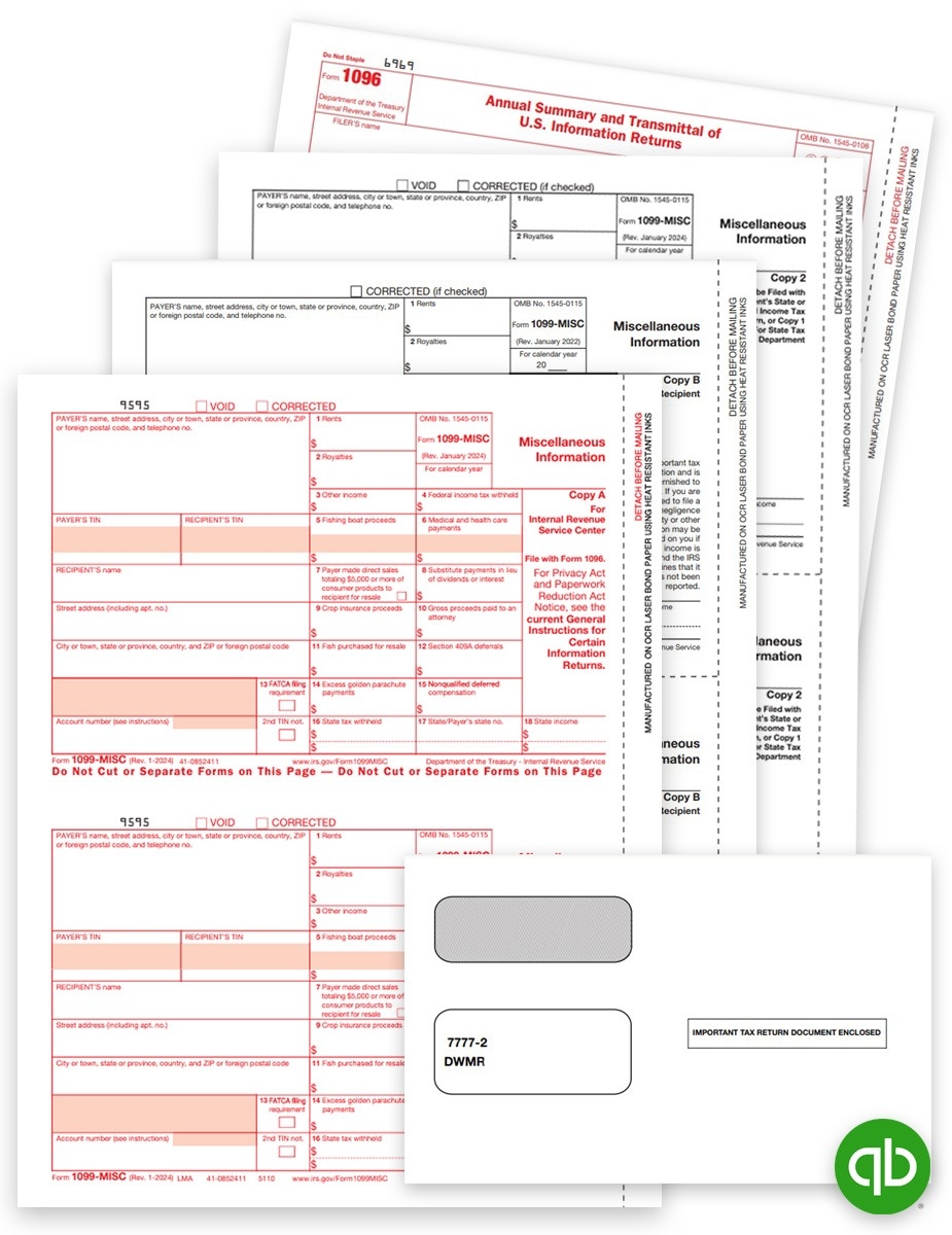 QuickBooks 1099 NEC Forms Envelopes DiscountTaxForms
