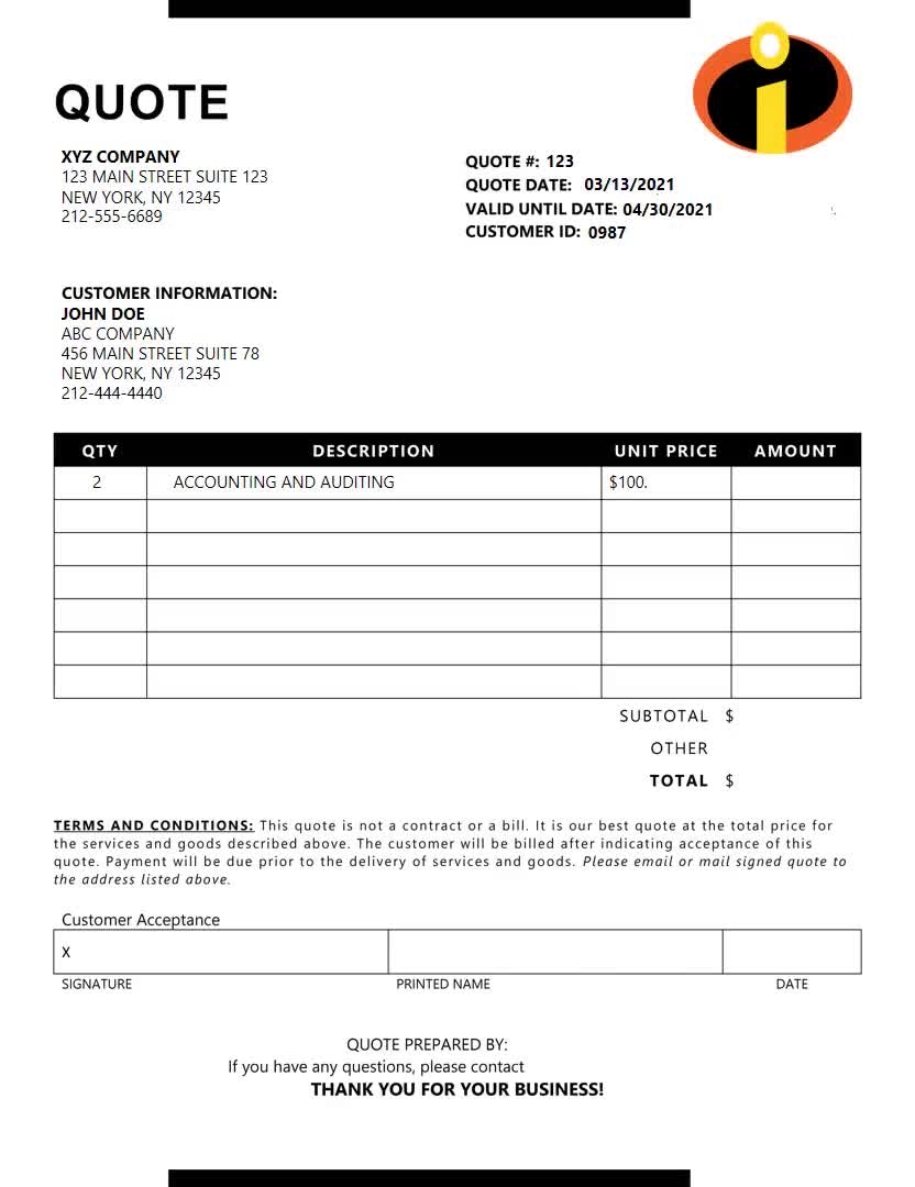 Quote Form Editable Quote Form Price Quote Printable Form Custom Order Form Microsoft Word Quote Form Quotation Template Cost Estimate