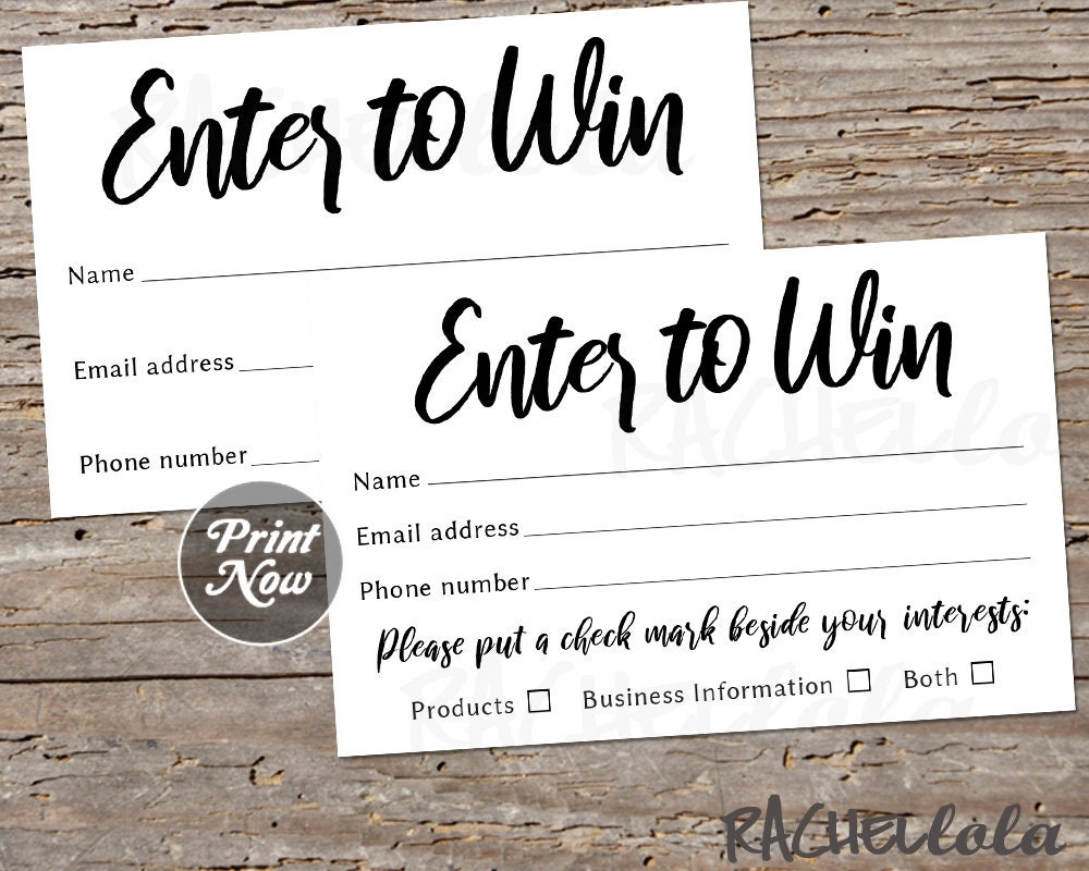 Raffle Ticket Template Printable Enter To Win Entry Form Door Worksheets Library