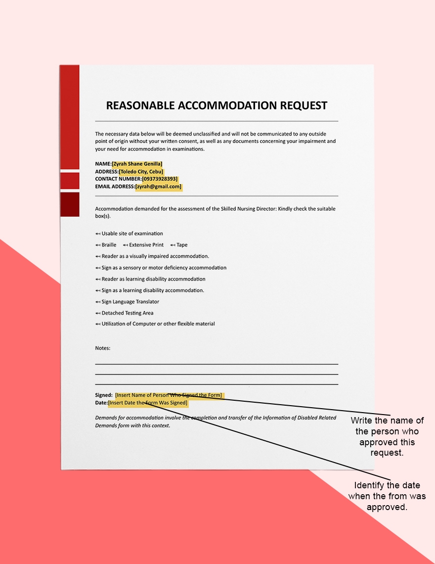 Reasonable Accommodation Request Template In Word Pages Google Docs Download Template